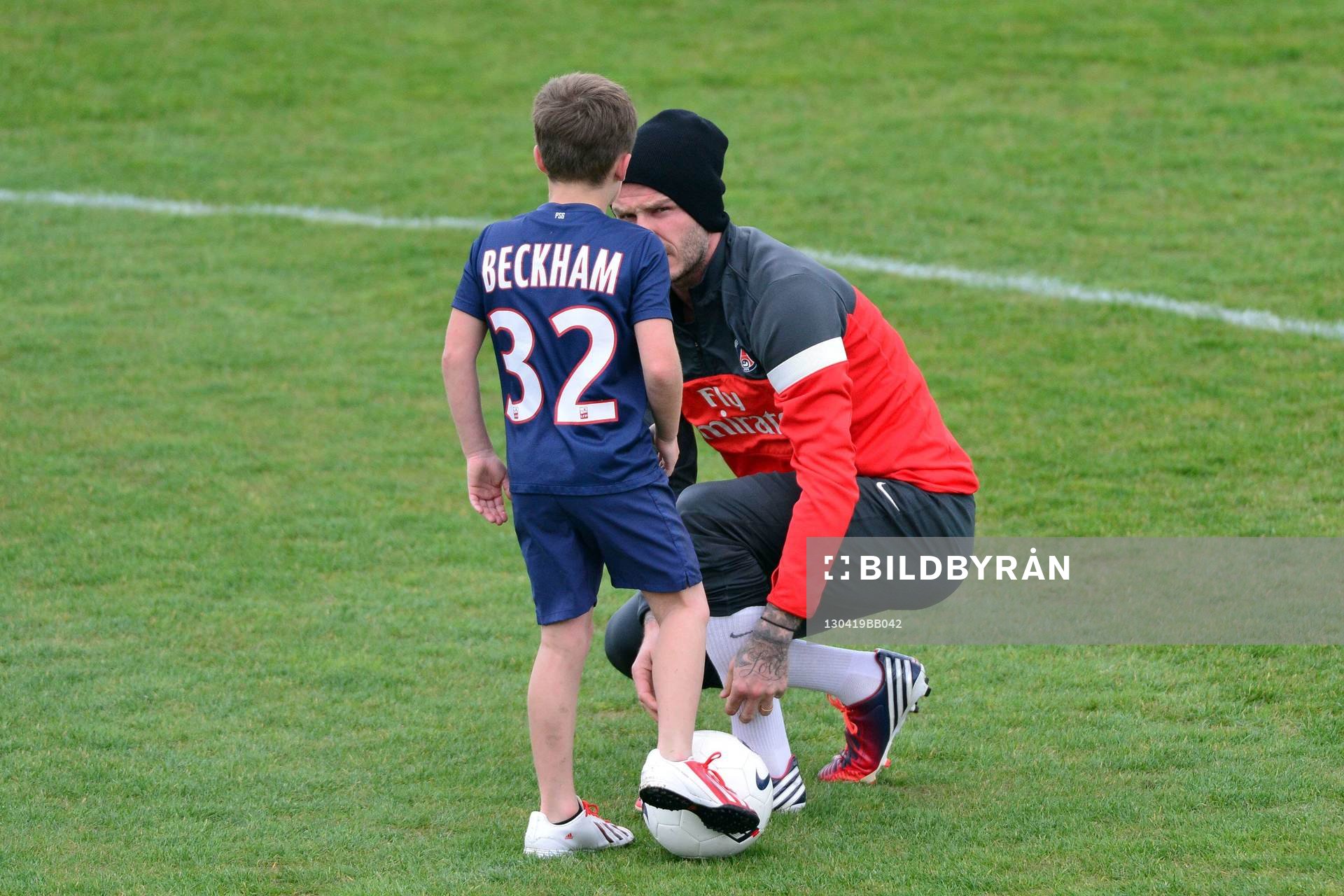 David BECKHAM / Cruz BECKHAM - 19.04.2013 - Entrainement du