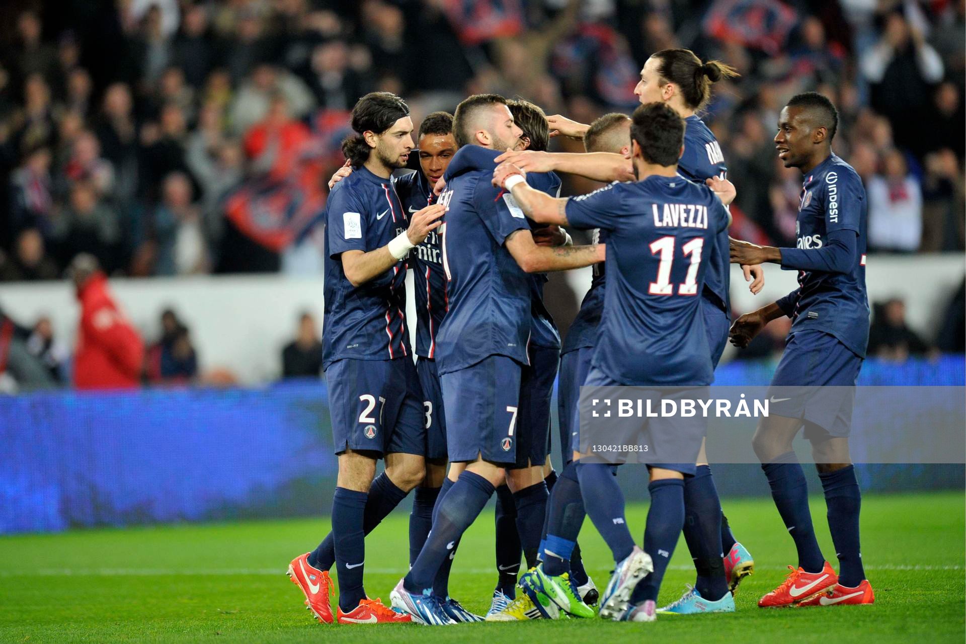  Fotboll, Franska ligan, PSG - Nice: Joie du PSG - Jeremy MENEZ - 21.04.2013 - Paris Saint Germain / Nice - 33e journee de Ligue1