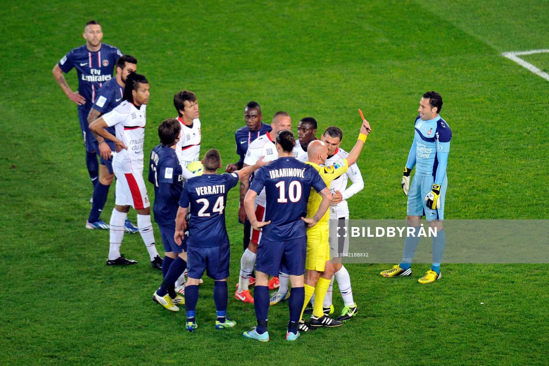 Carton Rouge pour David OSPINA - 21.04.2013 - Paris Saint