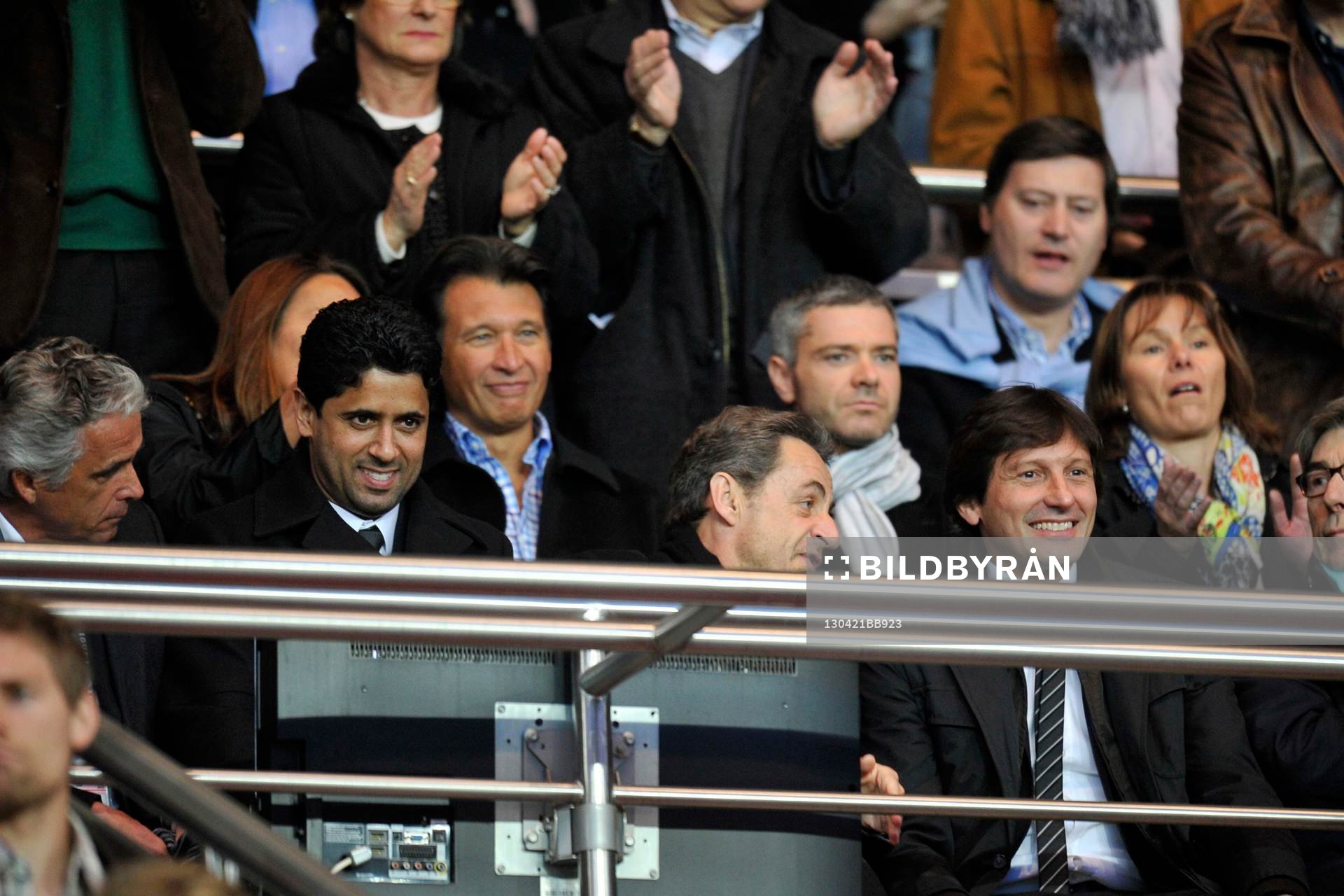  Fotboll, Franska ligan, PSG - Nice: Nasser AL KHELAIFI / Nicolas SARKOZY / LEONARDO - 21.04.2013 - Paris Saint Germain / Nice - 33e journee de Ligue1