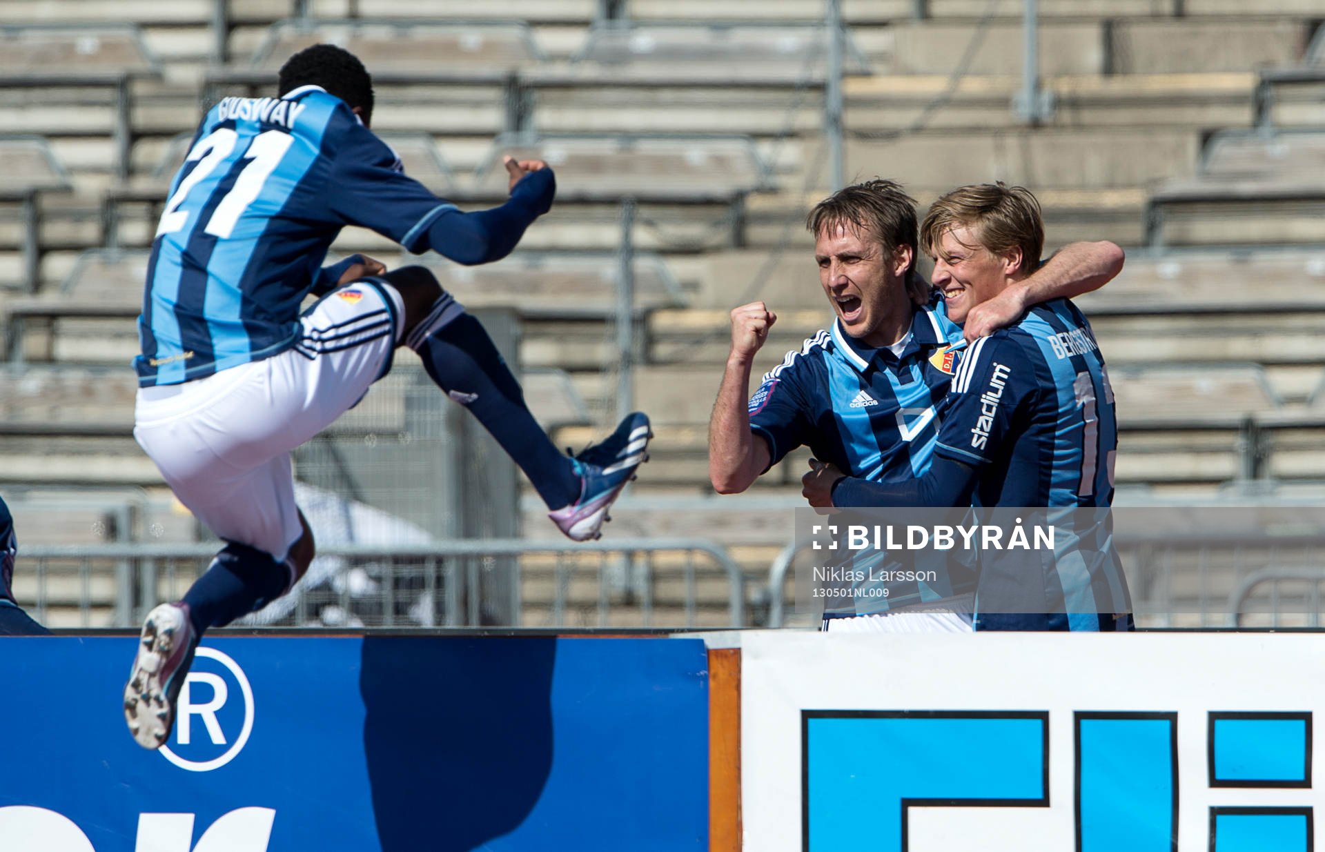 Fotboll, Svenska cupen, semifinal, Djurgården - Örgryte: Andreas Johansson, Djurgården jublar efter att gjort matchens enda mål.