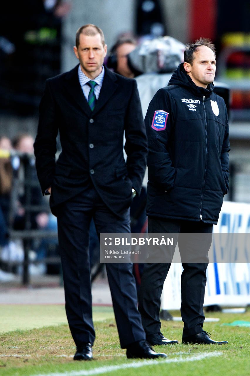 Gregg Berhalter, tränare Hammarby och Azrudin Valentic,