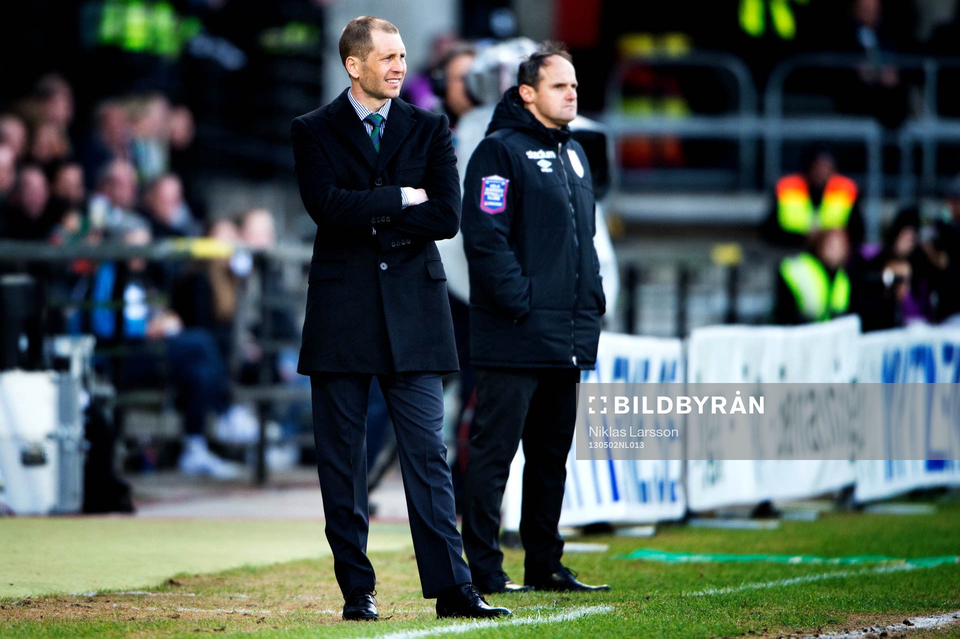 Gregg Berhalter, tränare Hammarby och Azrudin Valentic,