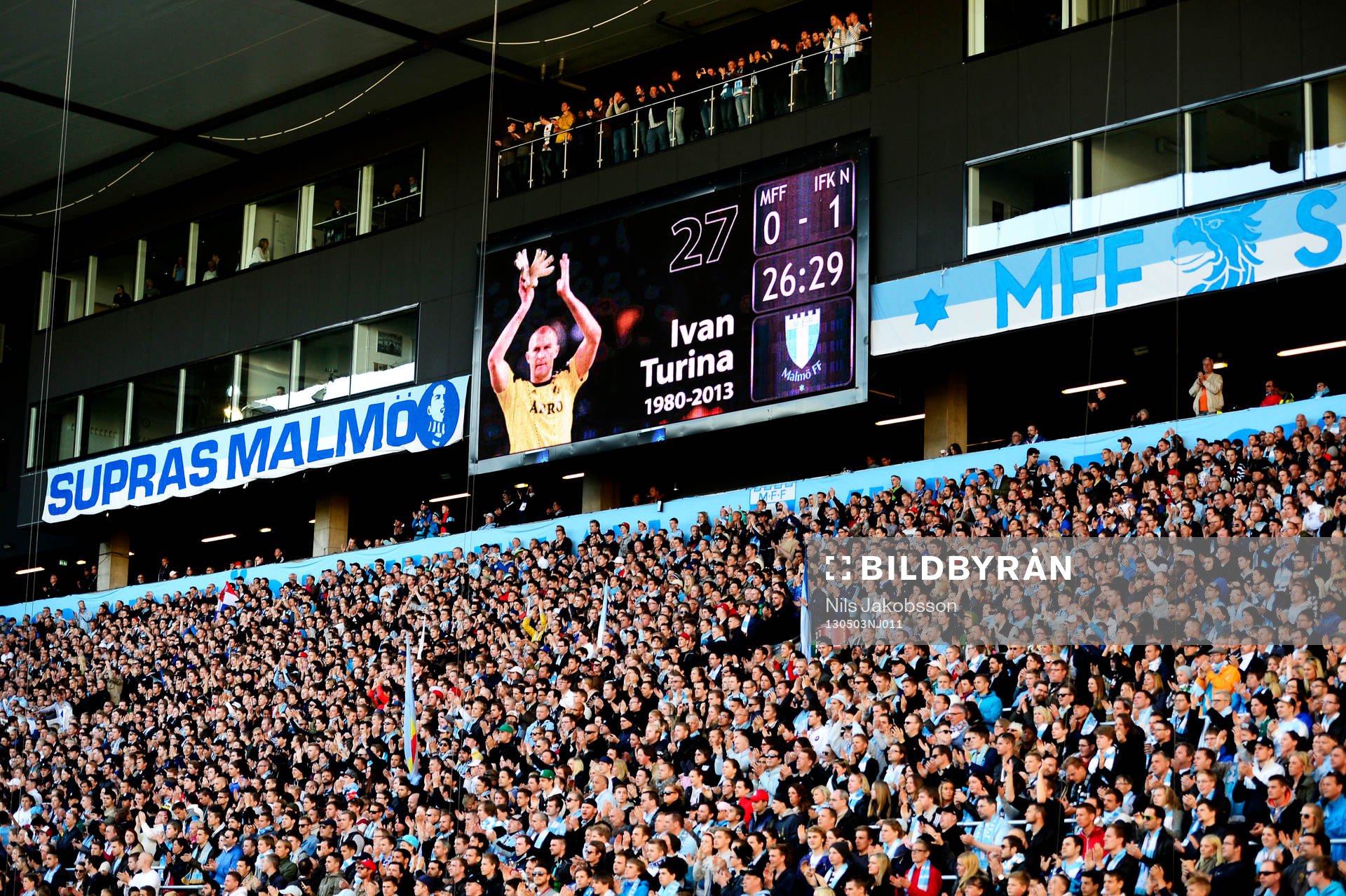 Fotboll, Allsvenskan, Malmö FF - IFK Norrköping: Hyllning till Ivan Turina, AIKs hastigt avlidna målvakt.