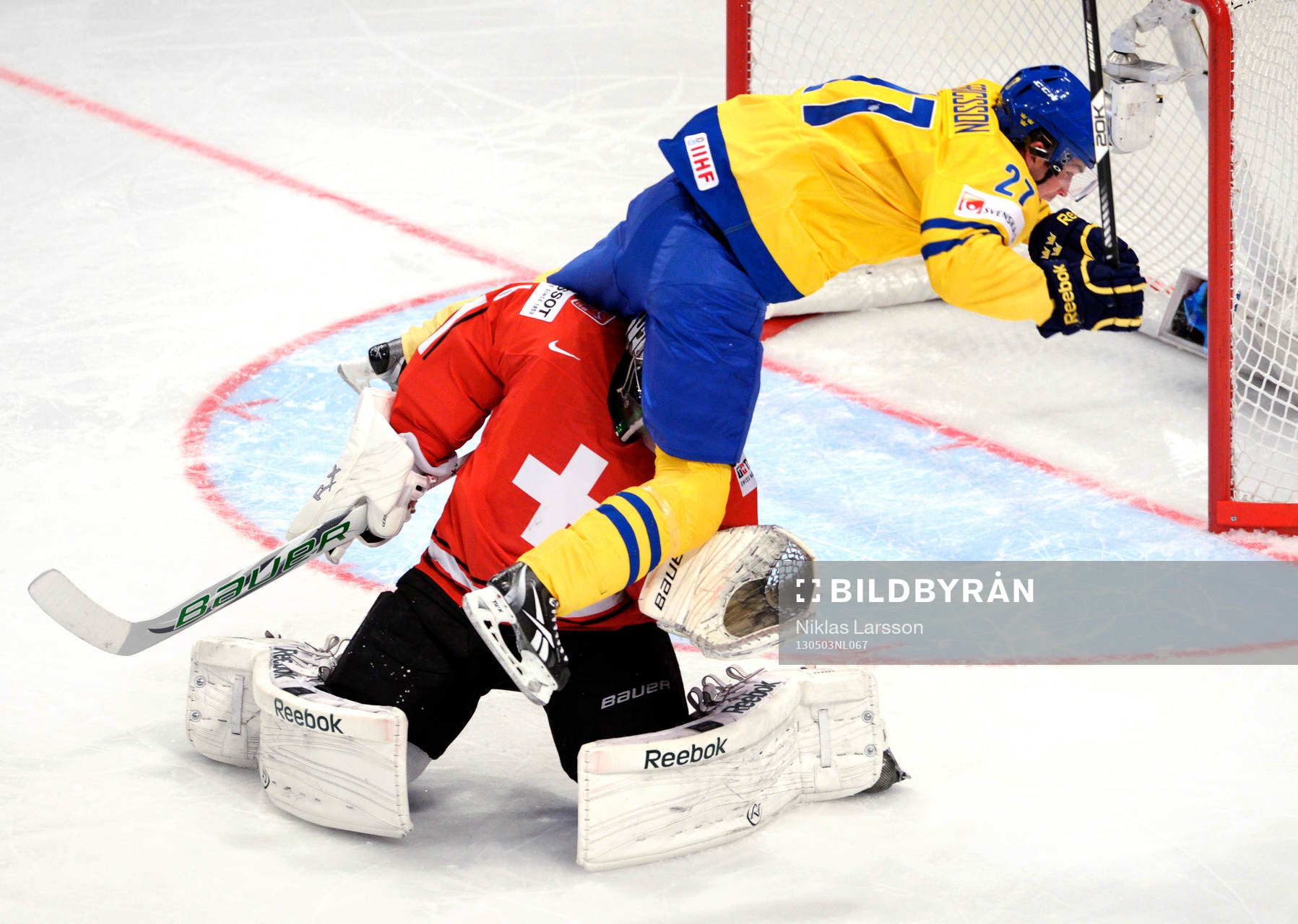 Jimmie Ericsson, Sverige, ramlar över Martin Gerber,