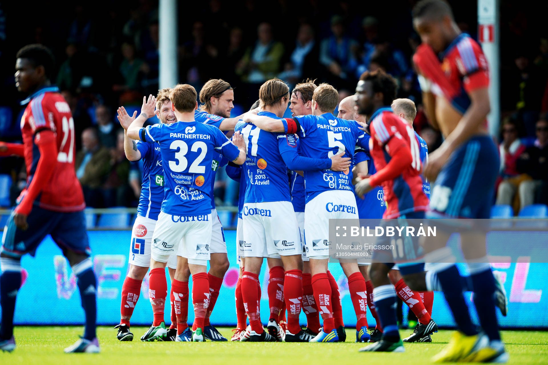 Fotboll, Allsvenskan, Åtvidaberg - Djurgården: Jubel hos Åtvidaberg efter 1 - 0.