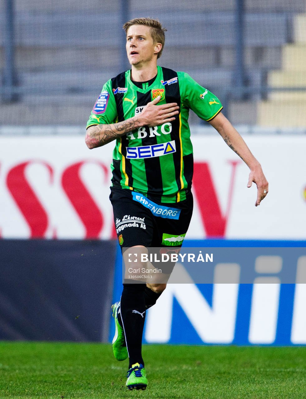 Fotboll, Superettan, Örgryte - GAIS: Andreas Drugge, Gais, jublar efter sitt 0-1-mål.