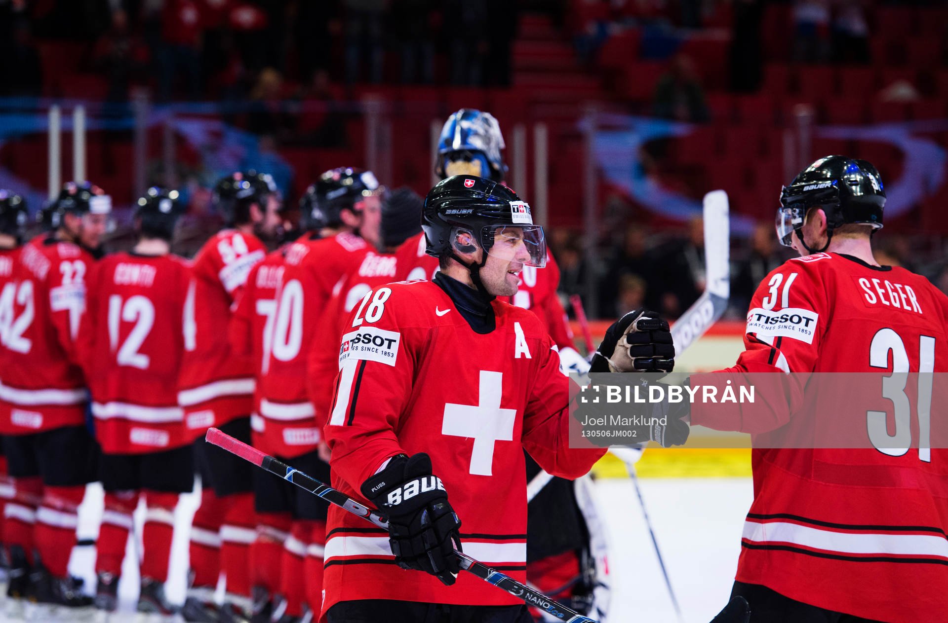 Schweiz Martin Plüss och Mathias Seger jublar