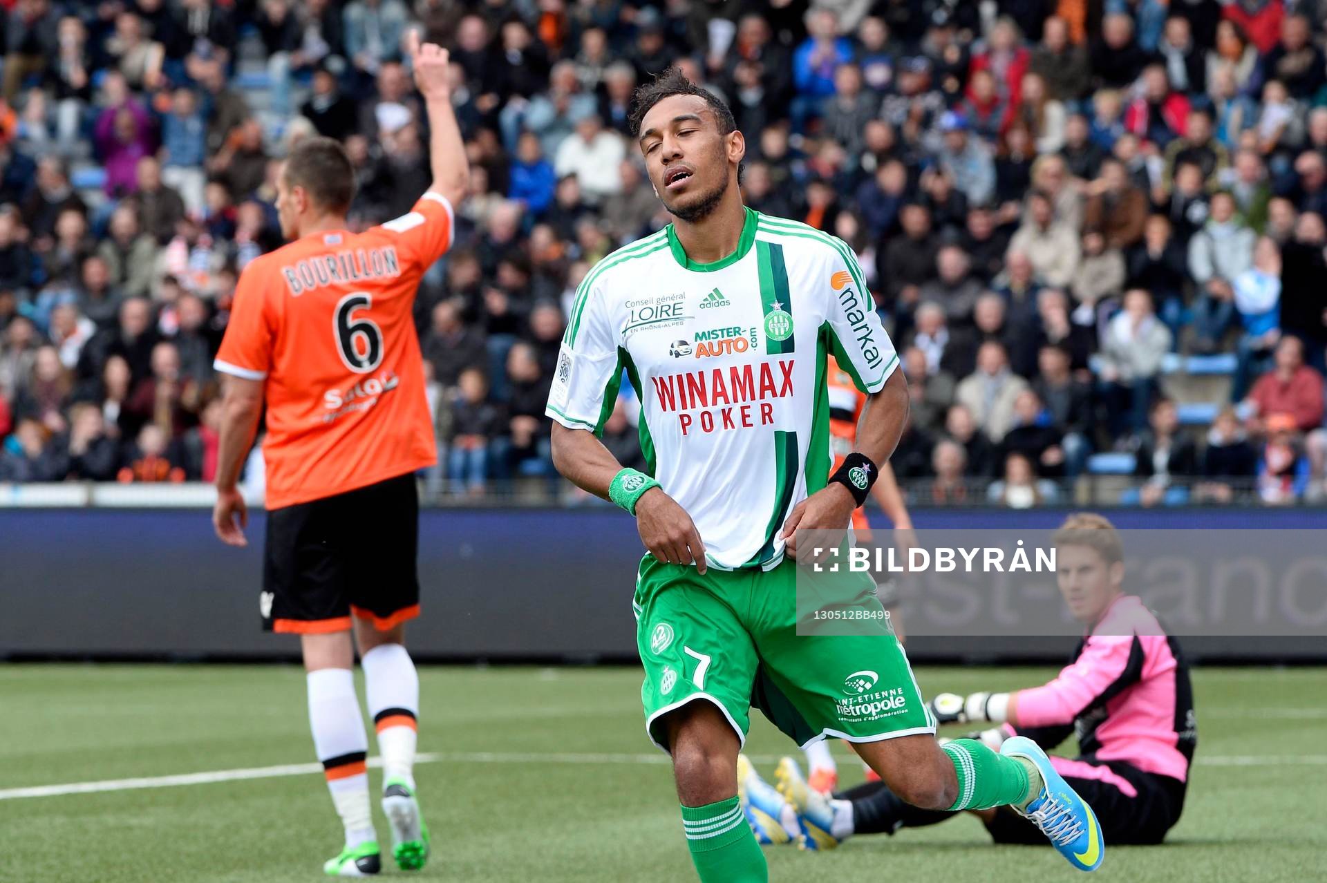  Fotboll, Franska ligan, Lorient - Saint: Deception de Pierre Emerick AUBAMEYANG - 12.05.2013 - Lorient / Saint Etienne - 36eme  Journee de Ligue 1 