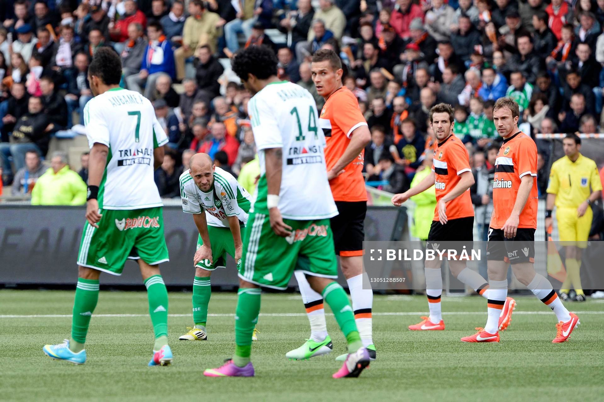 Fotboll, Franska ligan, Lorient - Saint: Renaud COHADE / Pierre Emerick AUBAMEYANG / BRANDAO - 12.05.2013 - Lorient / Saint Etienne - 36eme Journee de Ligue 1