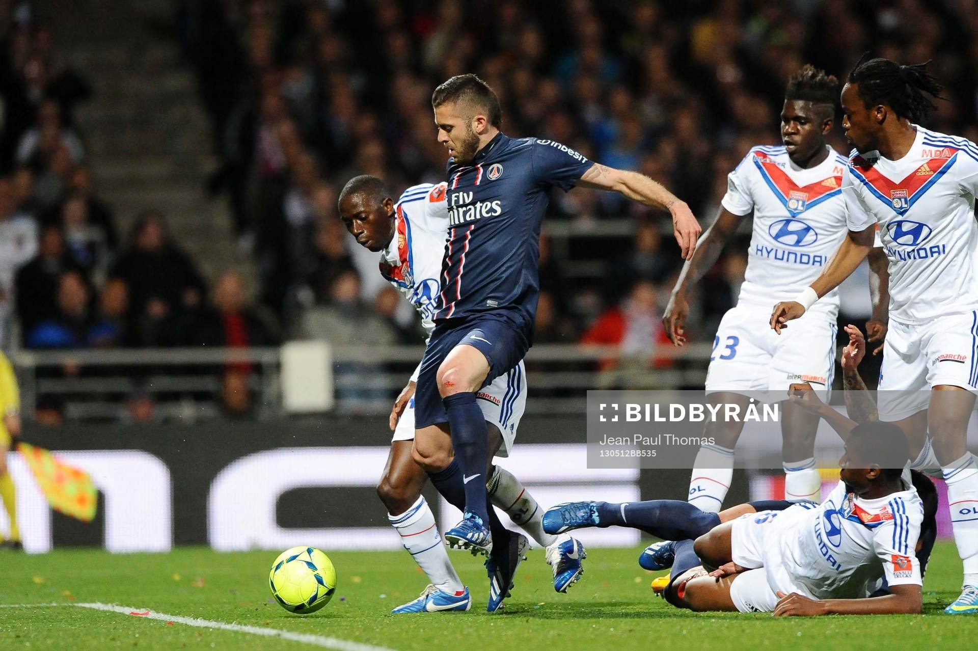  Fotboll, Franska ligan, Lyon - PSG: Mouhamadou DABO / Jeremy MENEZ - 12.05.2013 - Lyon / Paris Saint Germain - 36e journee Ligue 1