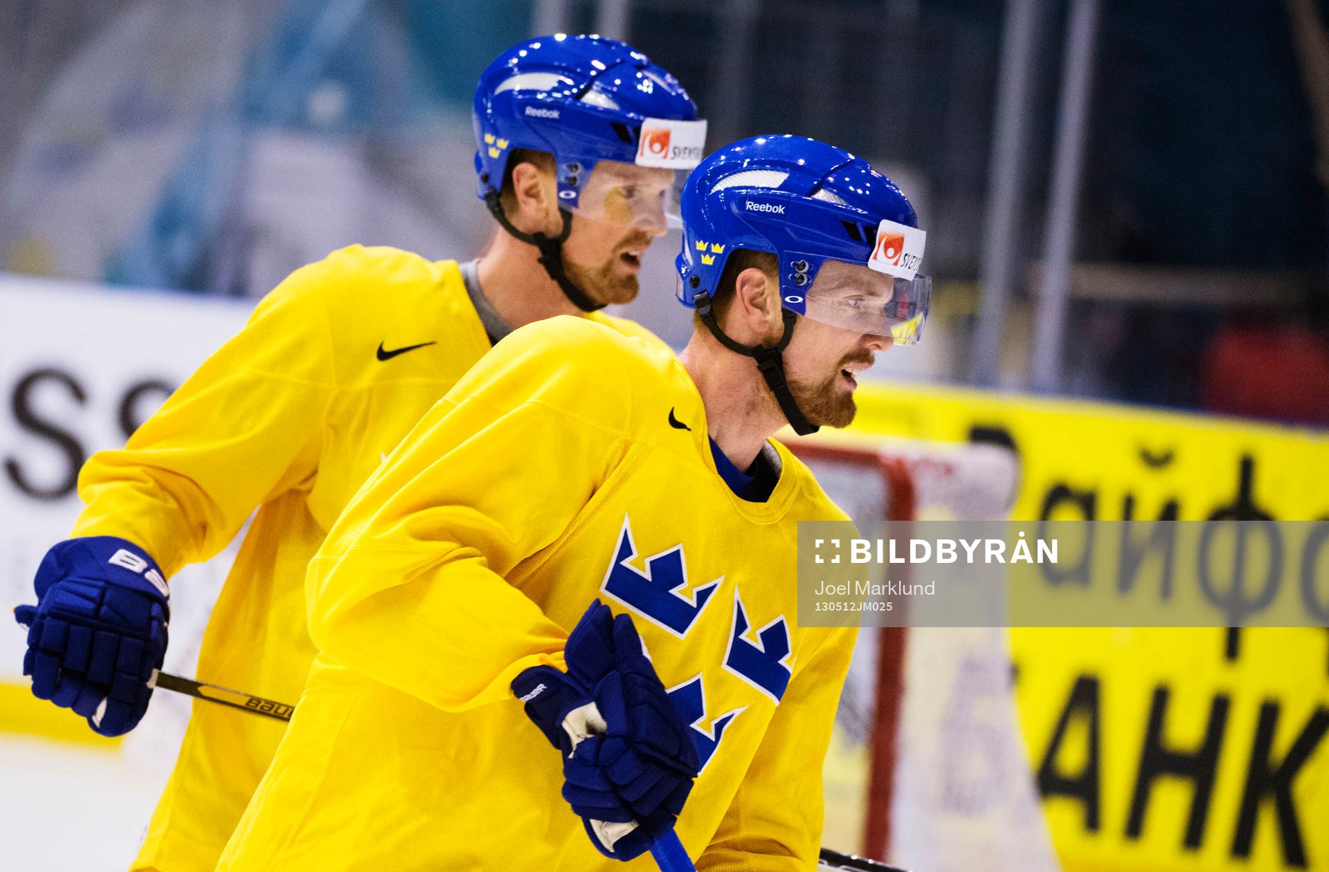 Henrik Sedin och Daniel Sedin på Sveriges träning