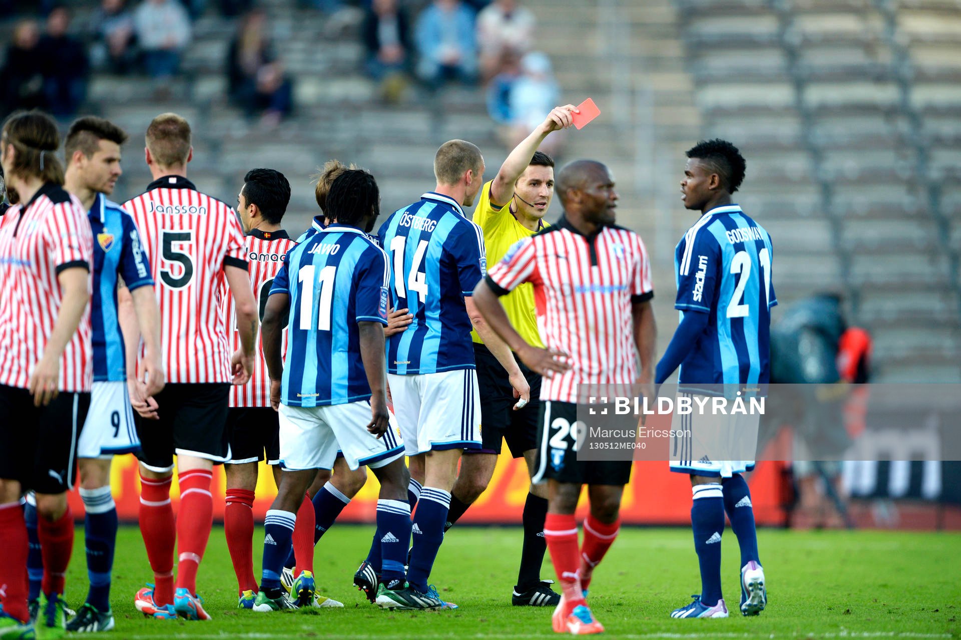 Daniel Amartey, Djurgården, får rött kort