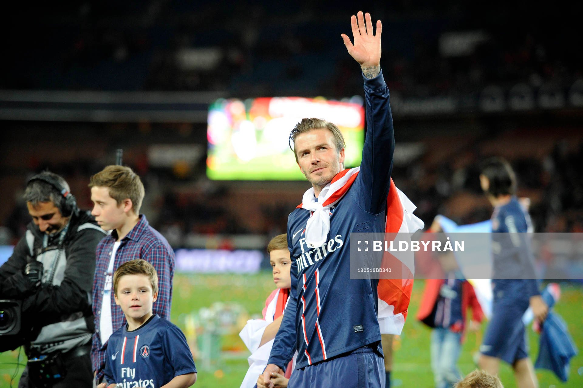 David BECKHAM, ses enfants - 18.05.2013 - Paris Saint