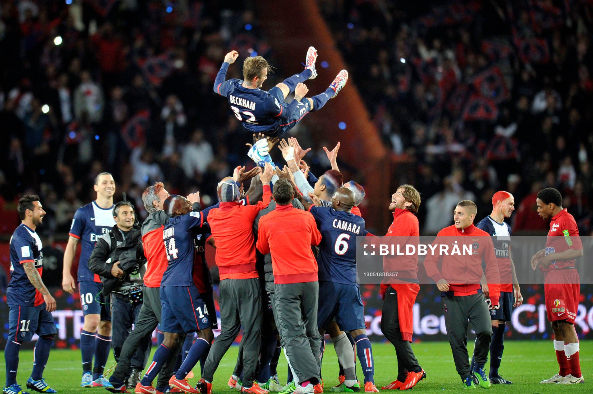 Les joueurs du PSG fetent David BECKHAM - 18.05.2013 -