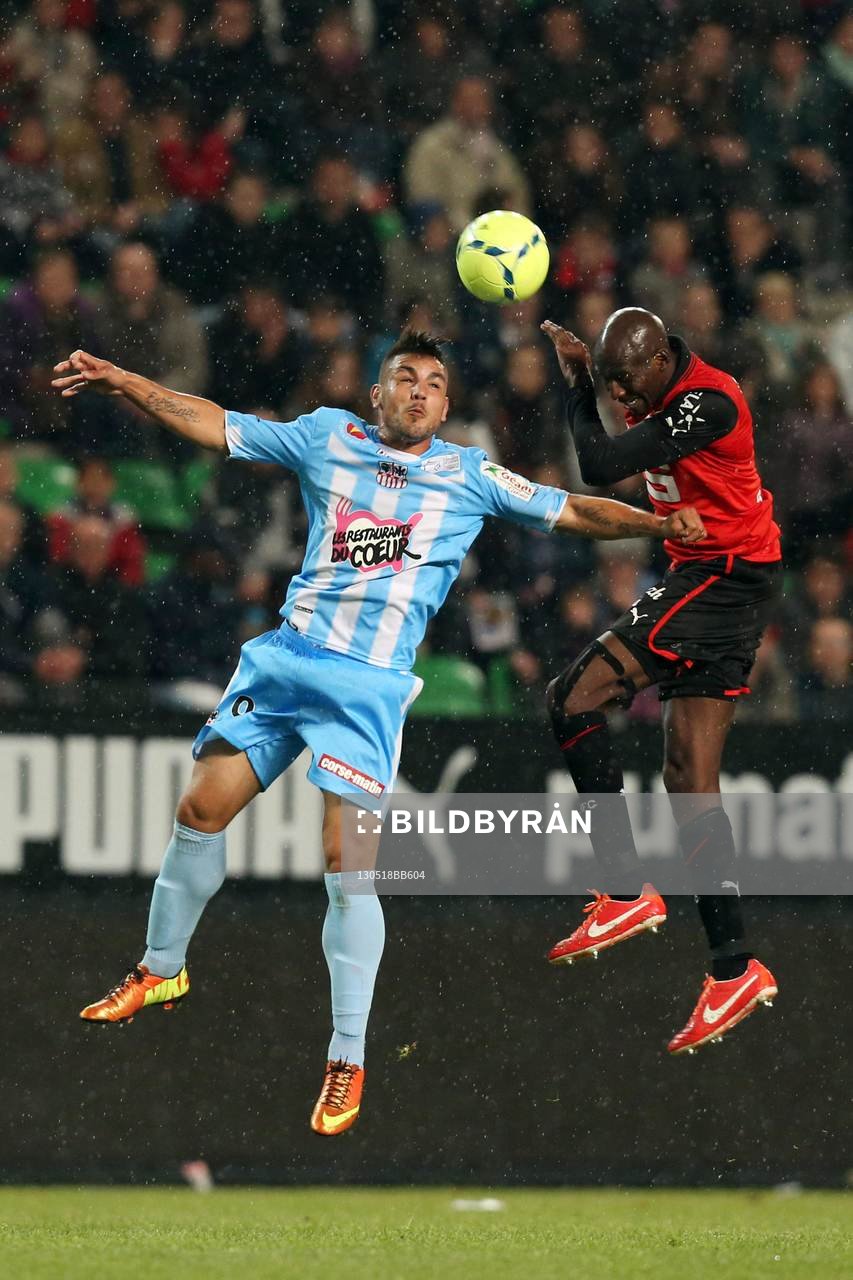  Fotboll, fransk, Ligue 1, Rennes - Ajaccio: Andy Delort / Alou DIARRA - 18.05.2013 - Rennes / Ajaccio - 37eme journee de Ligue 1 - 