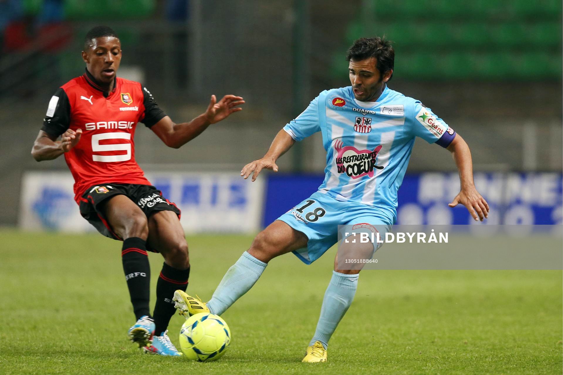  Fotboll, fransk, Ligue 1, Rennes - Ajaccio: Steven MOREIRA / Johan Cavalli  - 18.05.2013 - Rennes / Ajaccio - 37eme journee de Ligue 1 - 