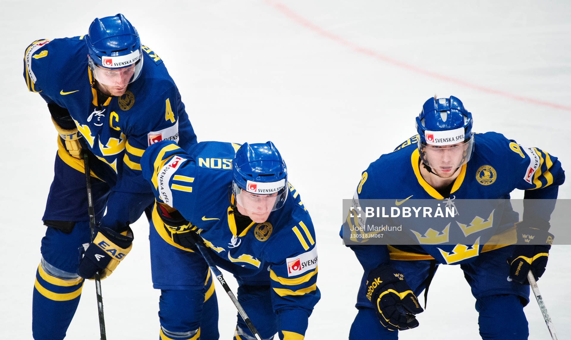 Sveriges Staffan Kronwall, Simon Hjalmarsson och Petter
