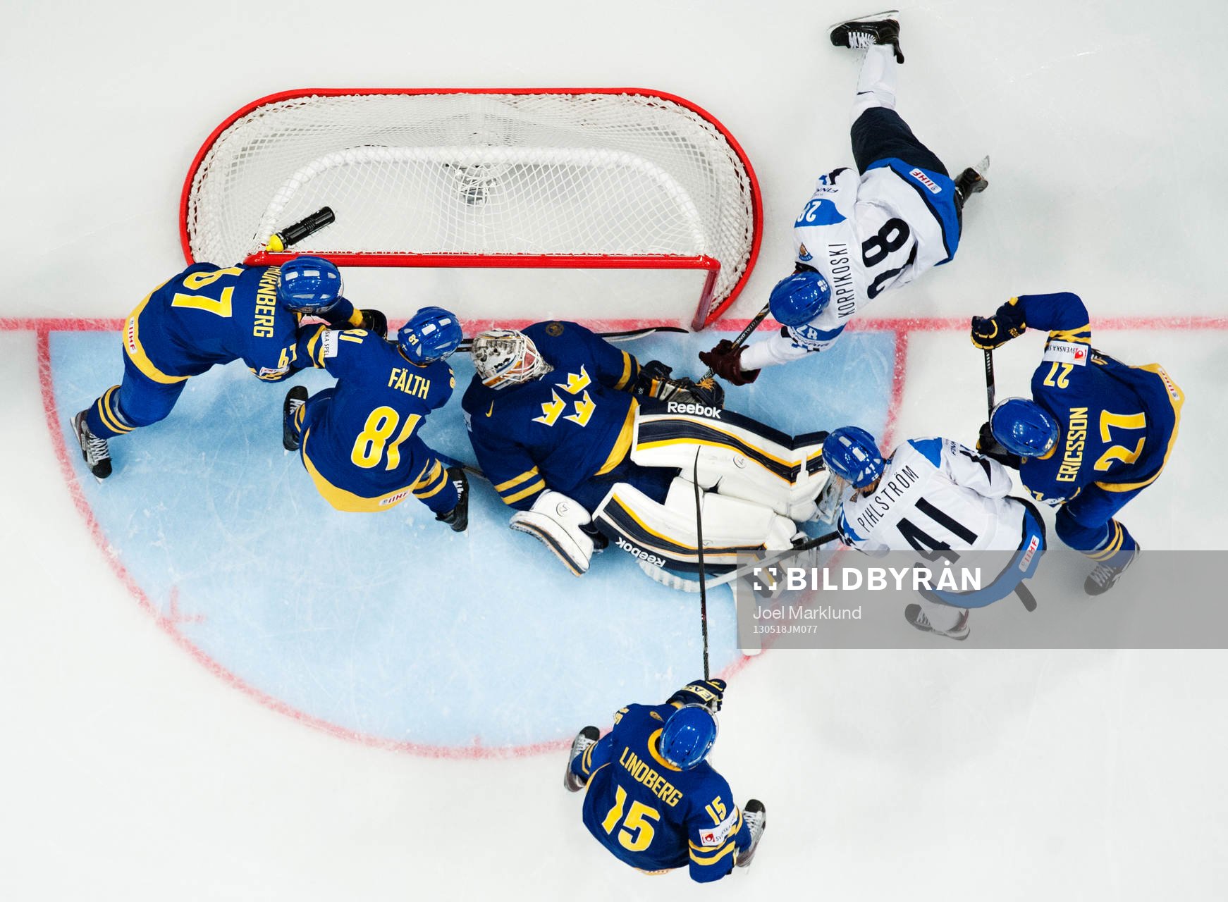 Sveriges Martin Thörnberg, Elias Fälth, Jhonas Enroth,