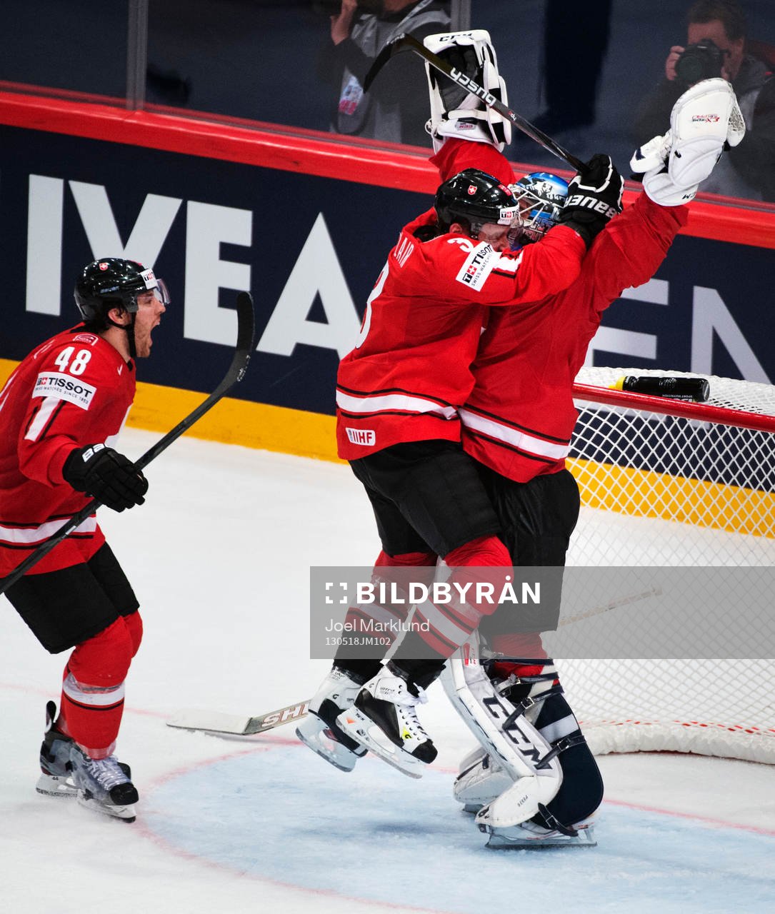 Schweiz Matthias Bieber, Julien Vauclair och målvakt Reto