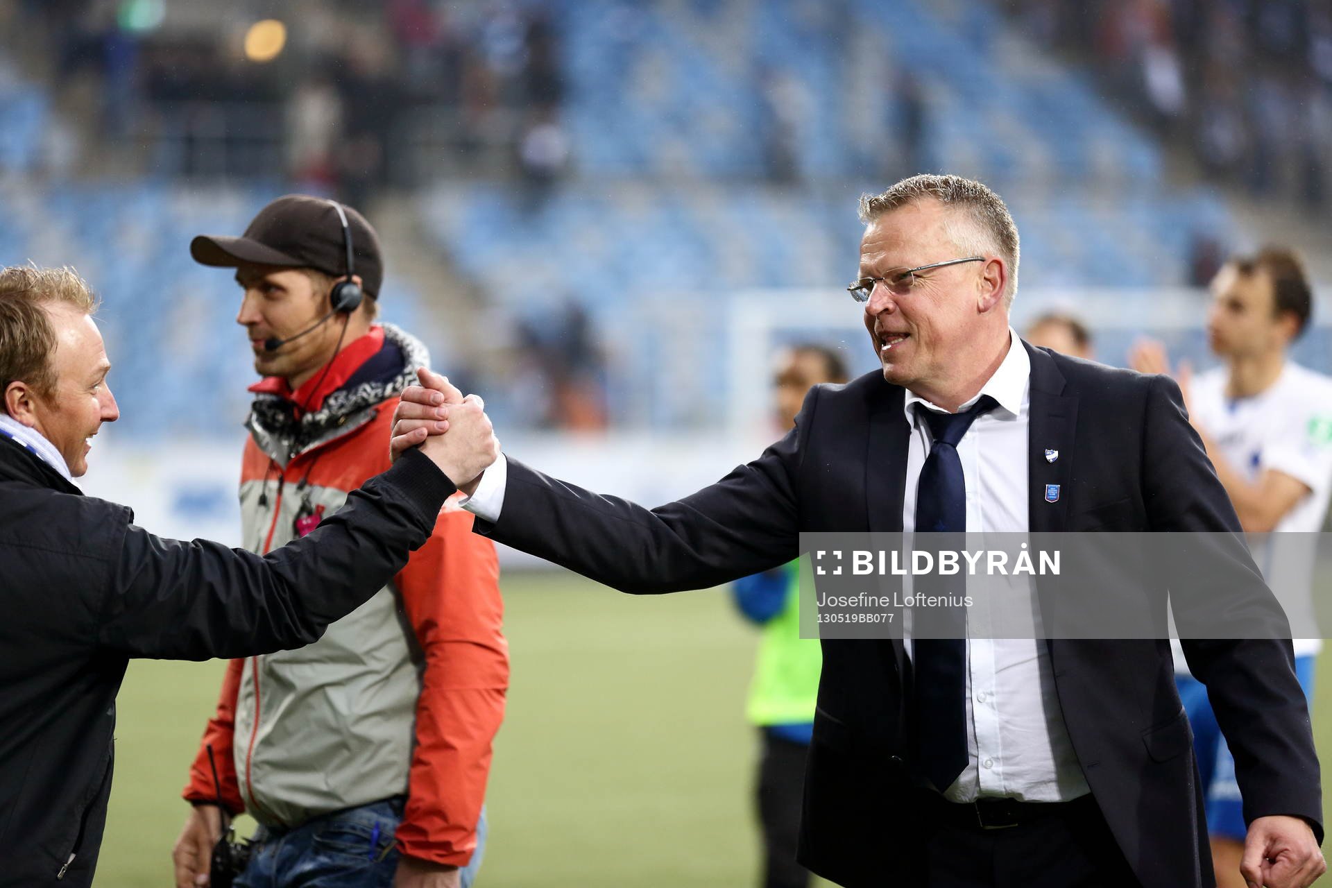 Strålande glad Norrköping tränare Jan Andersson