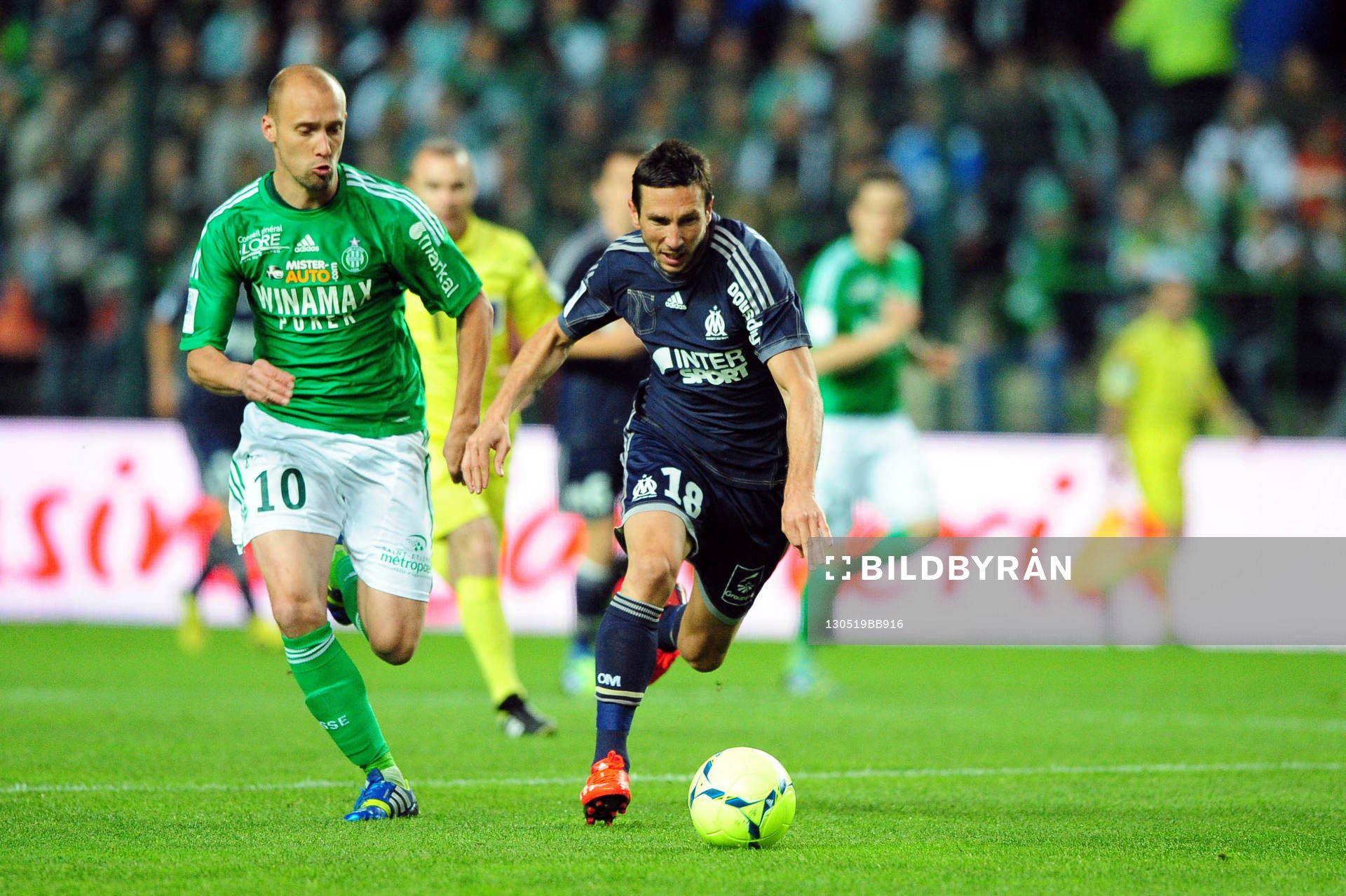  Fotboll, Franska ligan, Saint Etienne - Marseille: Renaud COHADE - Morgan AMALFITANO -  Saint Etienne / Marseille - 37eme journee de Ligue 1 - 