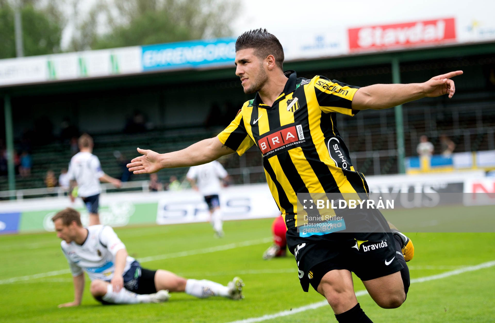 Fotboll, Allsvenskan, Häcken - Gefle: Moestafa El Kabir, Häcken, gör 1-0. Jubel