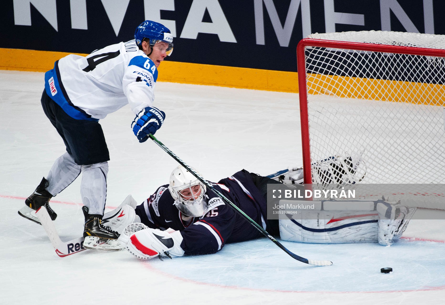 s målvakt John Gibson i bronsmatchen mellan Finland och USA
