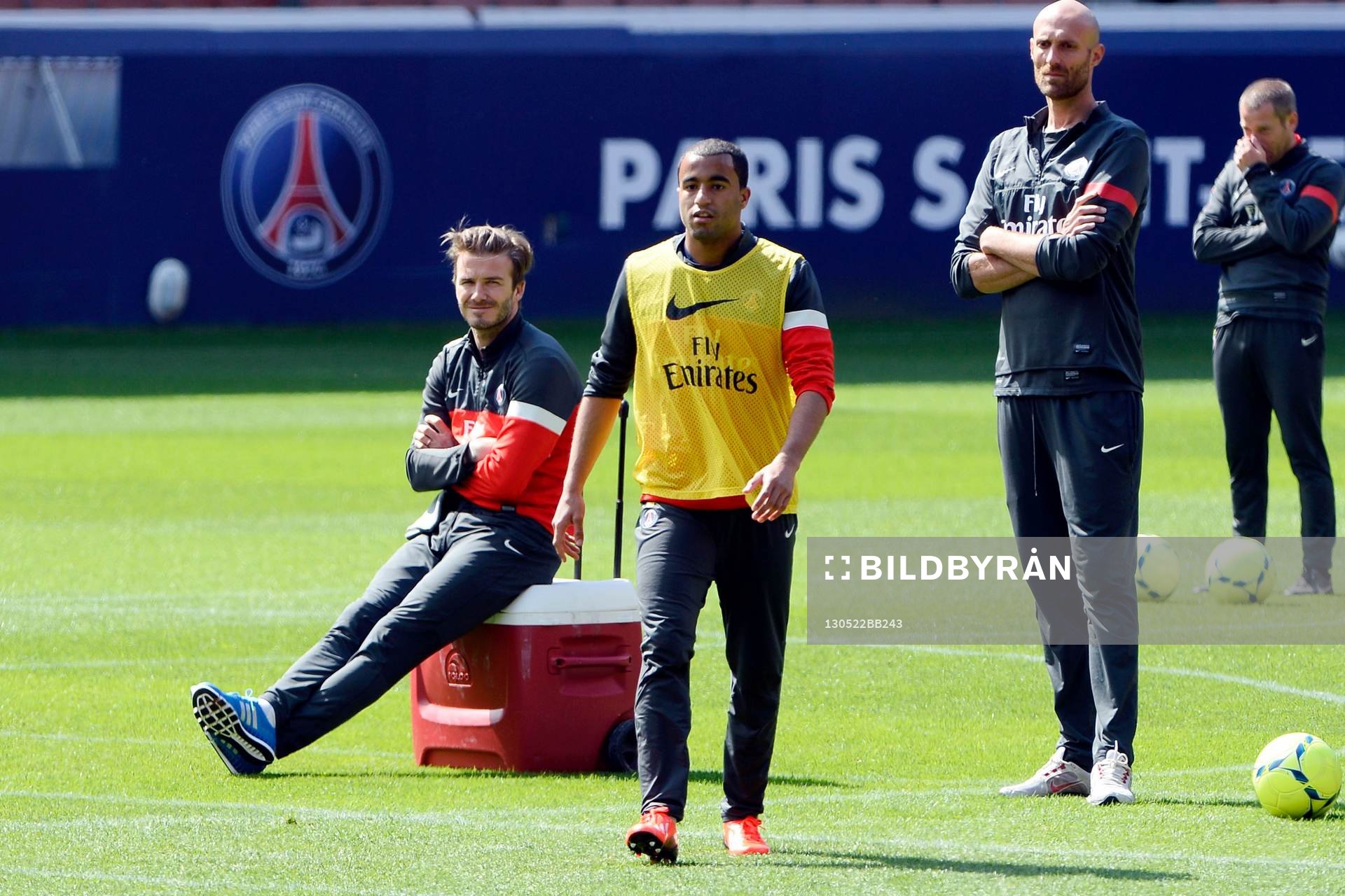  Fotboll, Paris Saint Germain, träning: David BECKHAM / Lucas MOURA - 22.05.2013 - Entrainement du Paris Saint Germain    