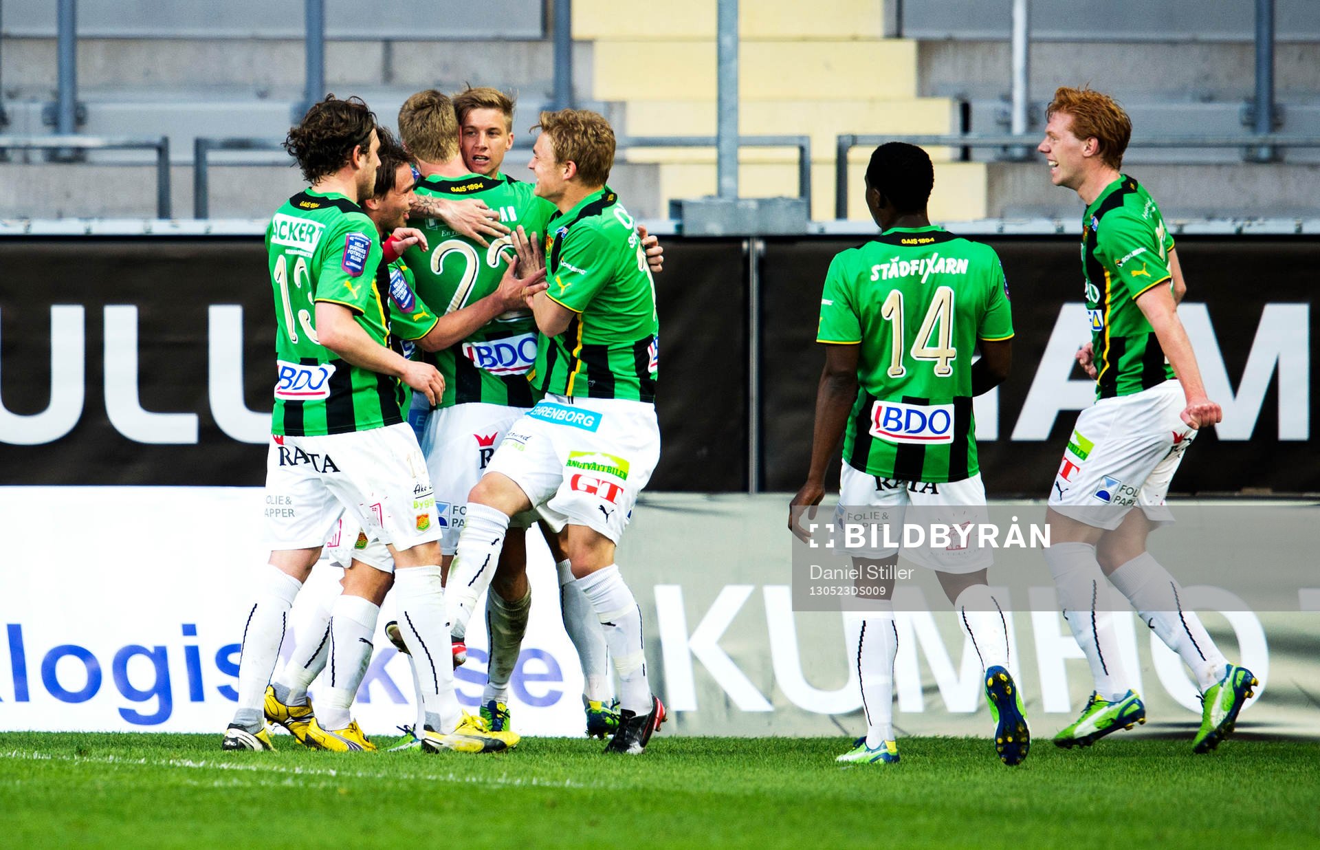 Fotboll, Superettan, Gais - Hammarby: Andreas Drugge, Gais, gör matchens enda mål på straff. Jubel