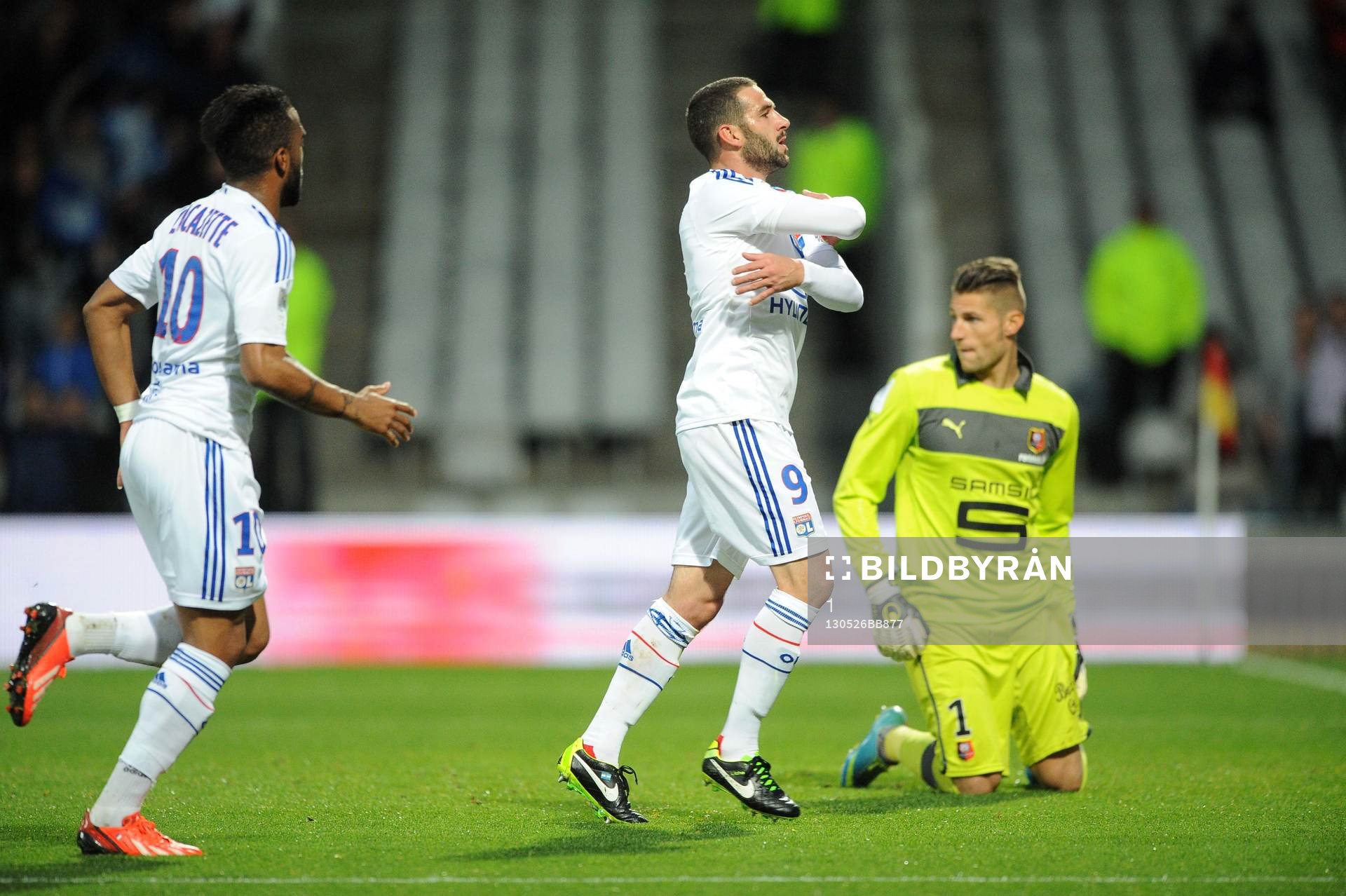   Fotboll, Lyon - Rennes: Joie Lisandro LOPEZ - 26.05.2013 - Lyon / Rennes - 38e journee Ligue 1