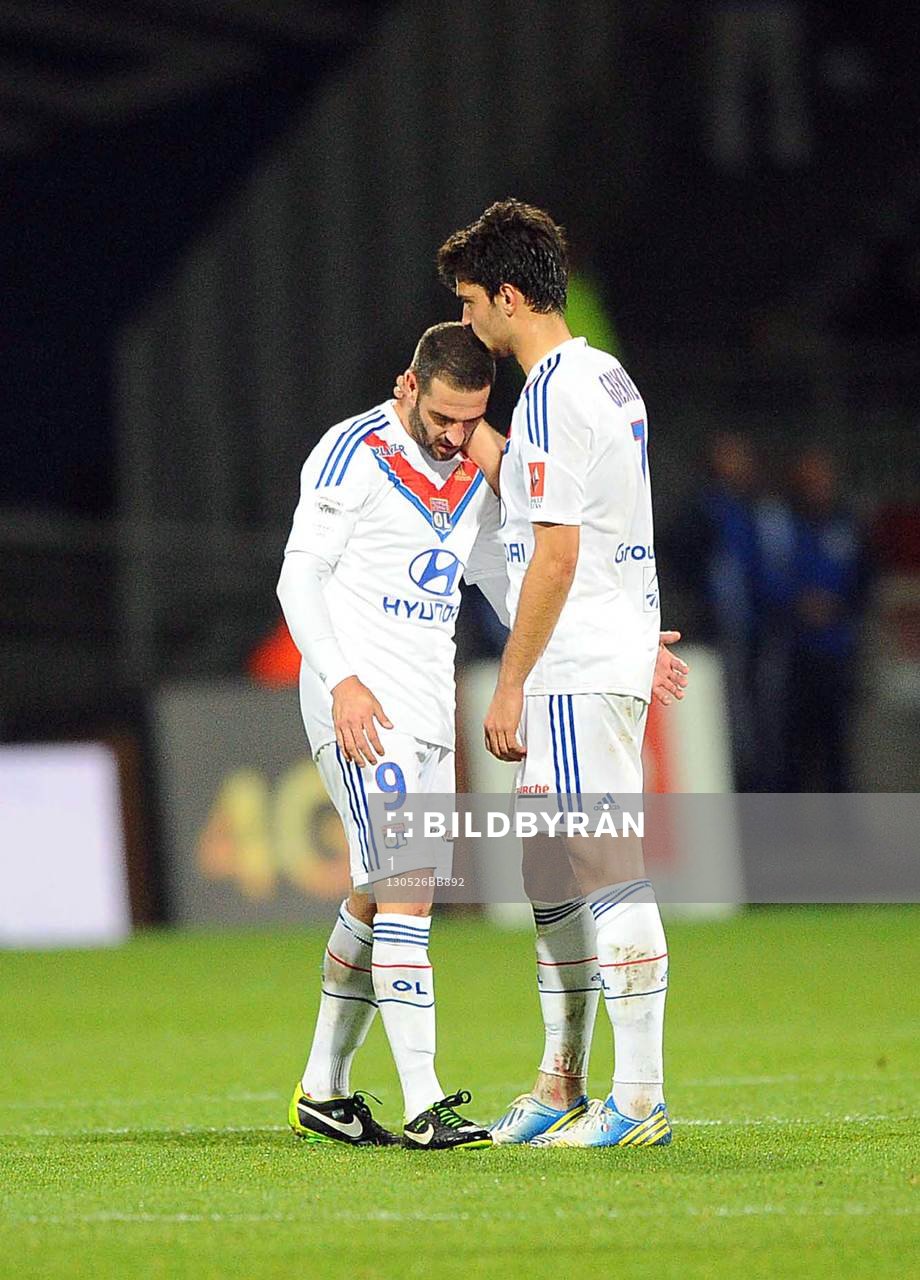  Fotboll, Lyon - Rennes: Lisandro LOPEZ / Clement GRENIER - 26.05.2013 - Lyon / Rennes - 38e journee Ligue 1