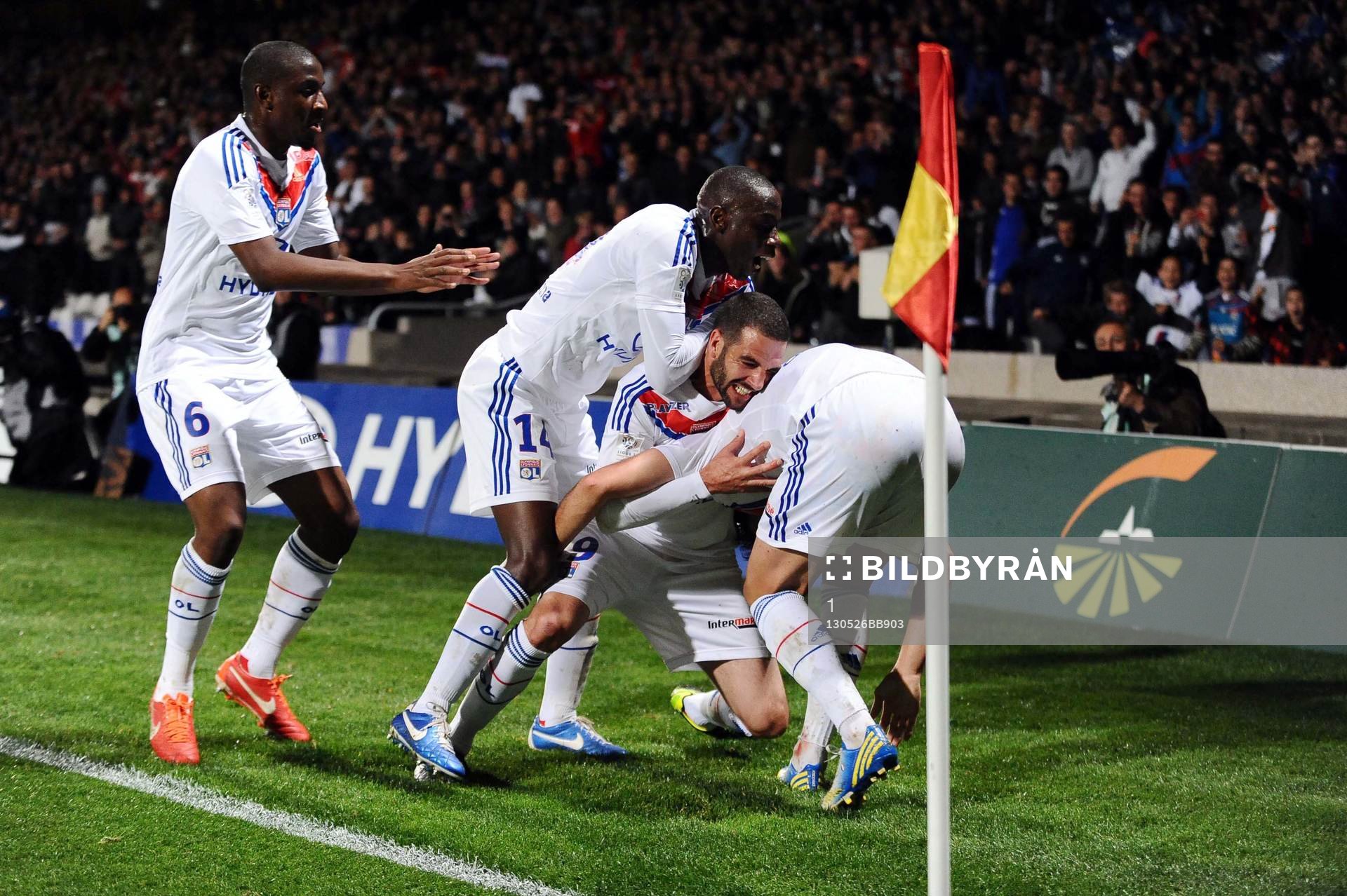  Fotboll, Lyon - Rennes: Joie Lisandro LOPEZ / Clement GRENIER - 26.05.2013 - Lyon / Rennes - 38e journee Ligue 1