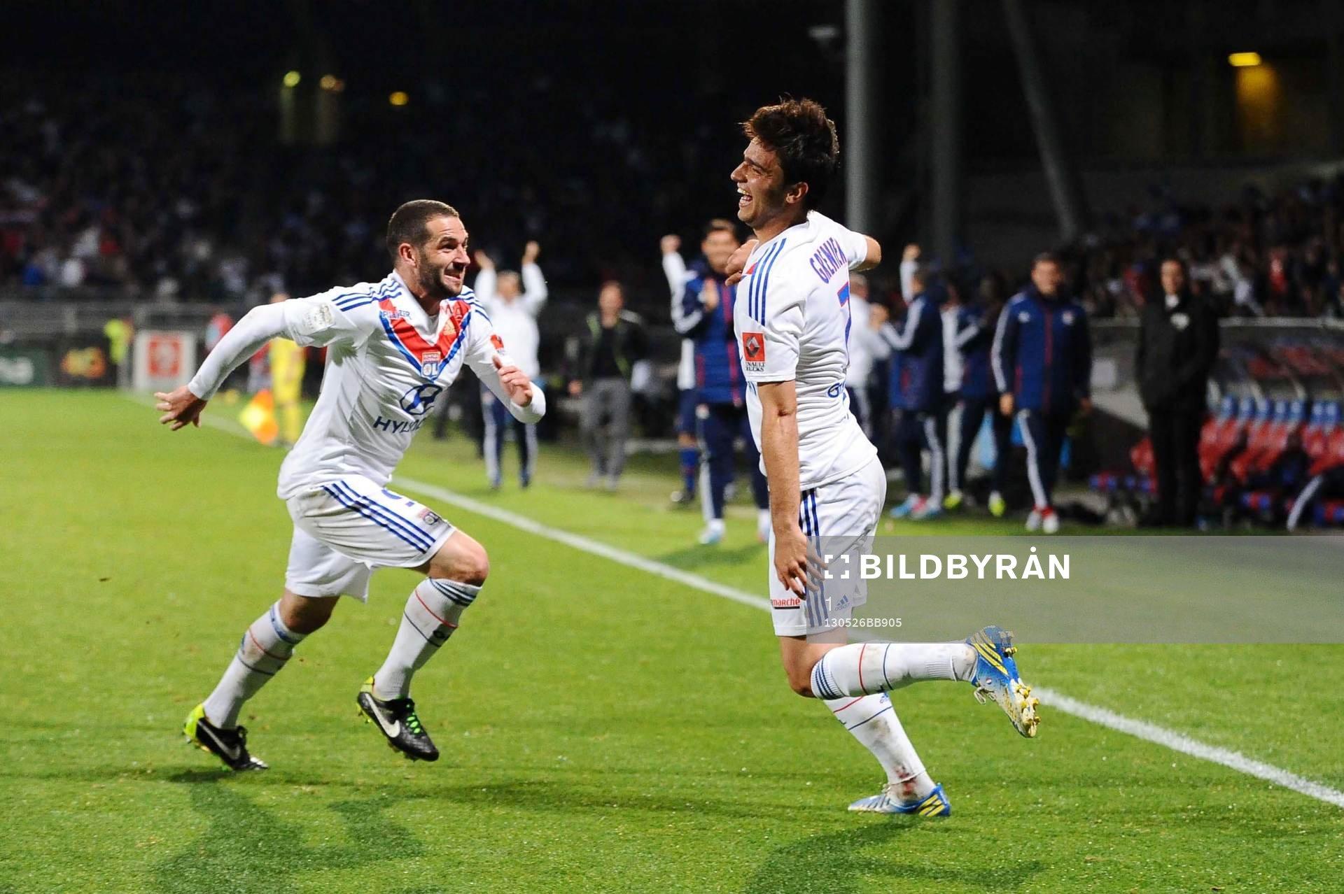  Fotboll, Lyon - Rennes: Joie Lisandro LOPEZ / Clement GRENIER - 26.05.2013 - Lyon / Rennes - 38e journee Ligue 1