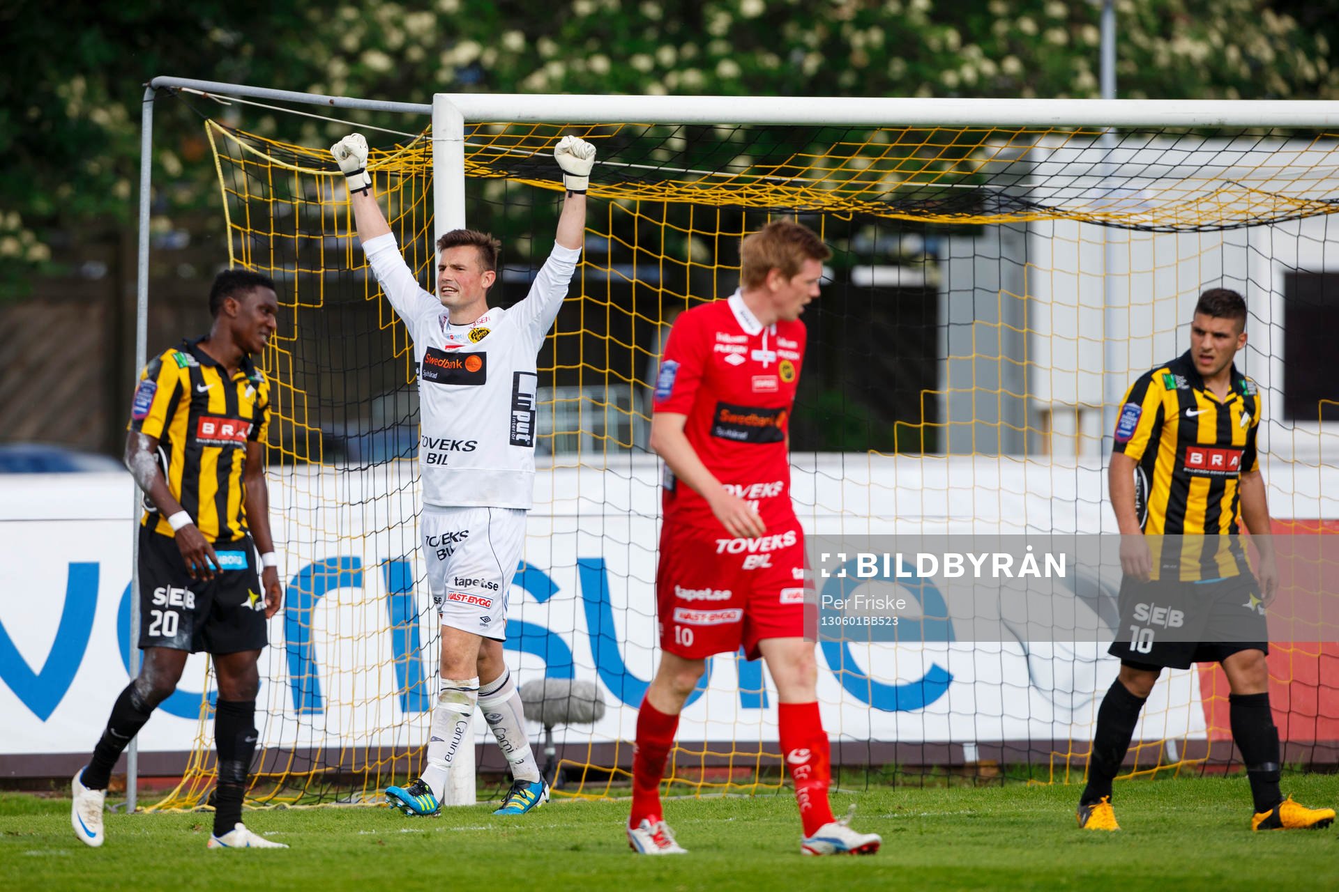 Fotboll, Allsvenskan, Häcken - Elfsborg: Kevin Stuhr-Ellegaard, målvakt, Elfsborg jublar efter slutsignalen