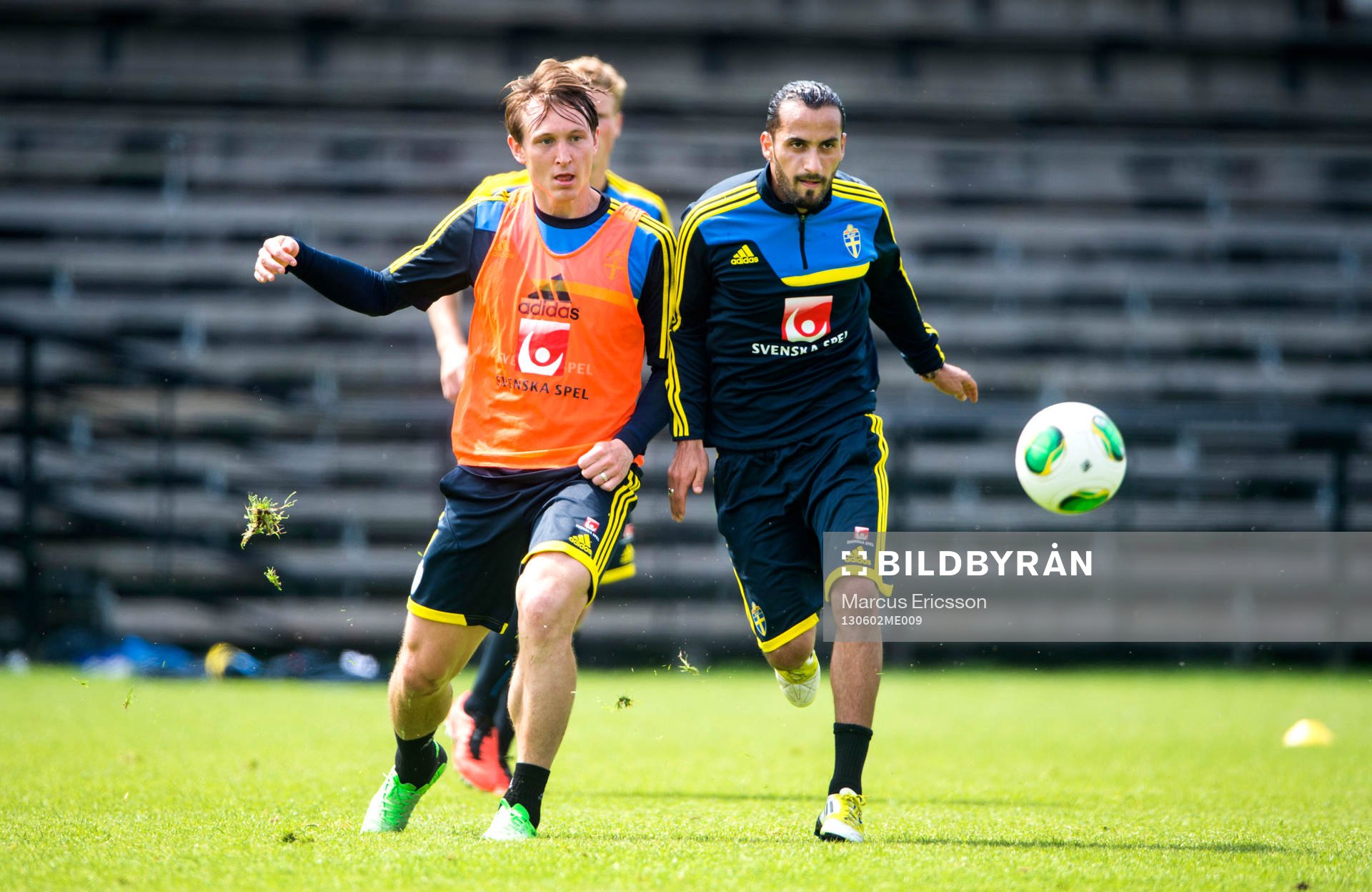 Träning på Söderstadion i Stockholm. Kim Källström och