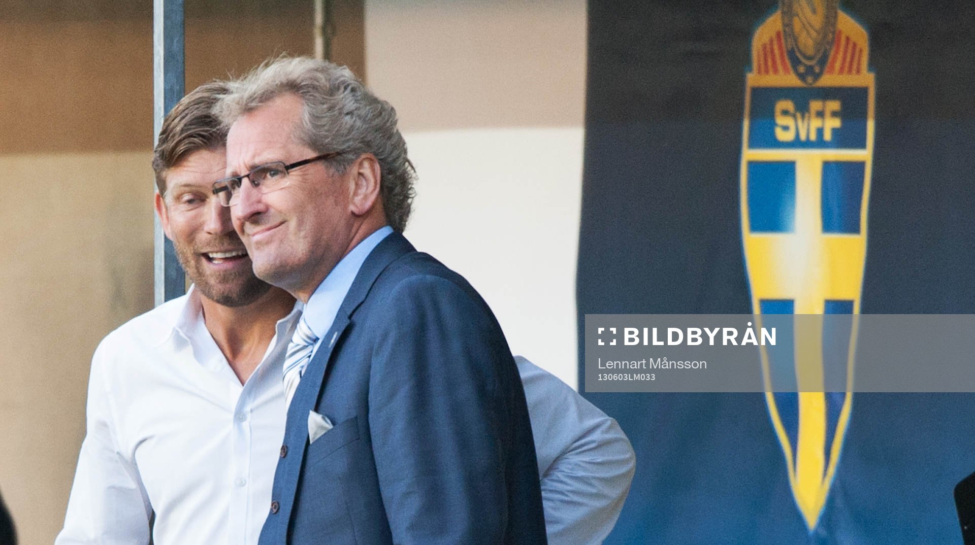 Marcus Allbäck och Erik Hamrén, förbundskapten, Sverige