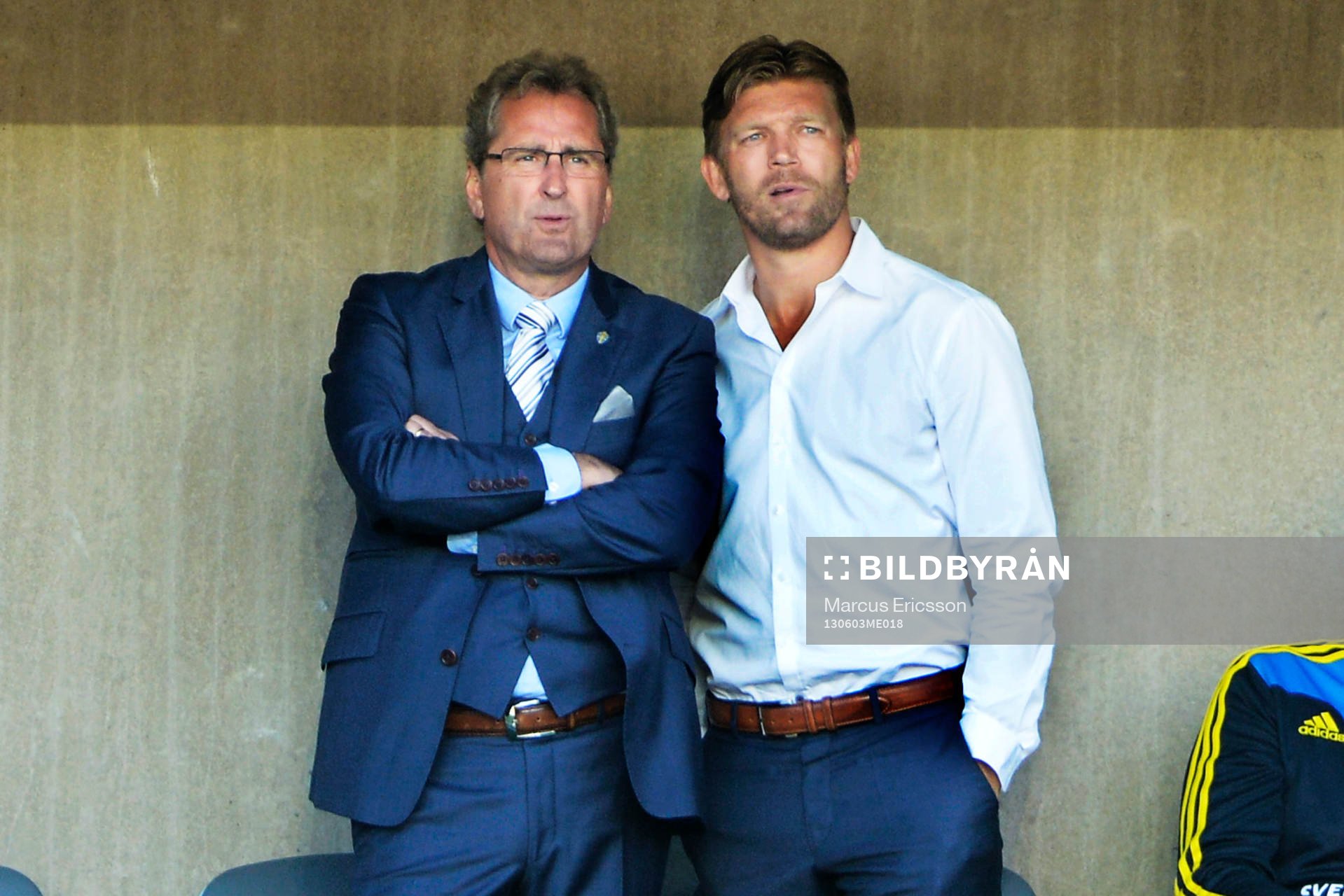 Erik Hamrén, förbundskapten Sverige och Marcus Allbäck,