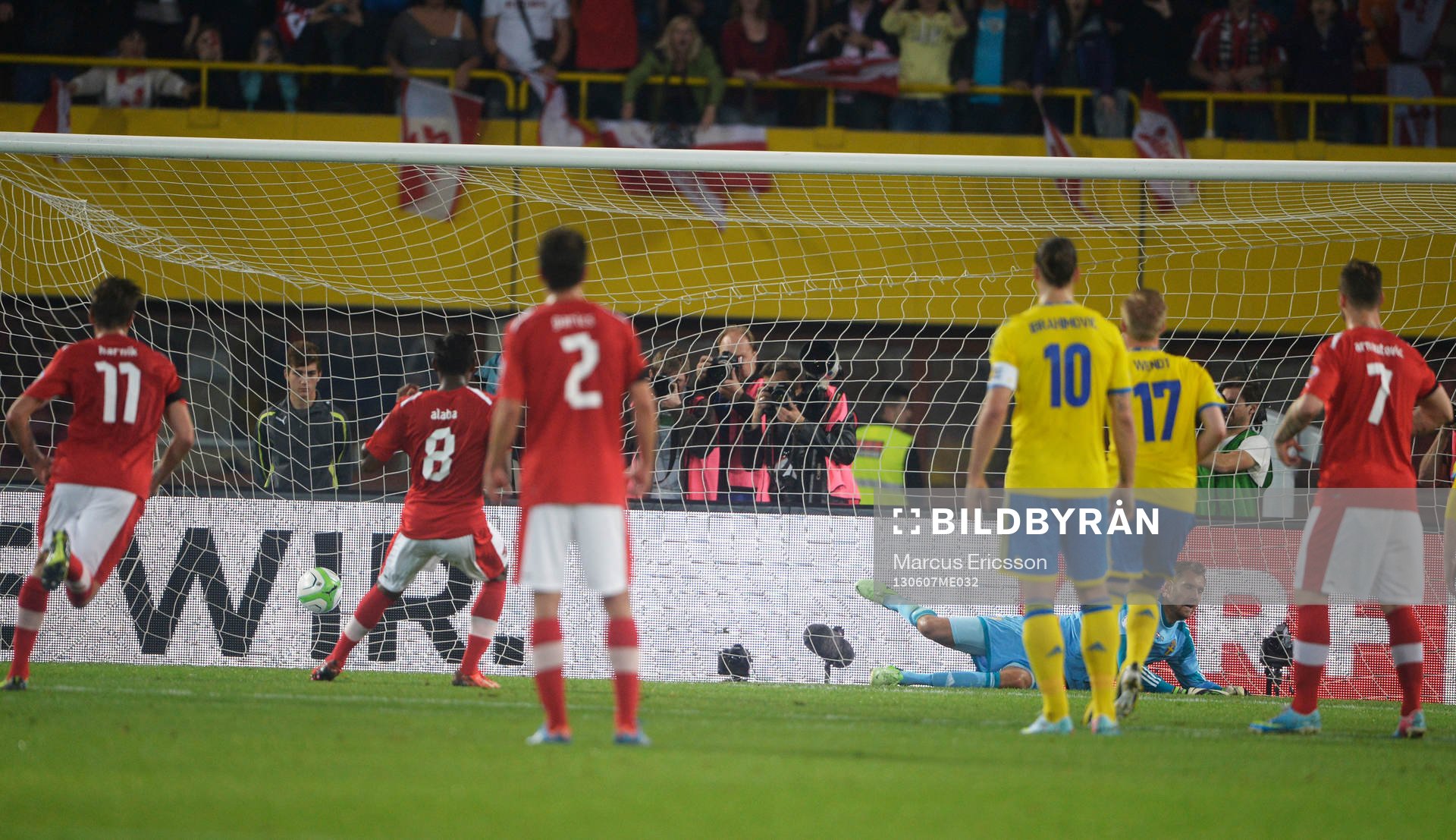 David Alaba, Österrike gör 1-0 på straff