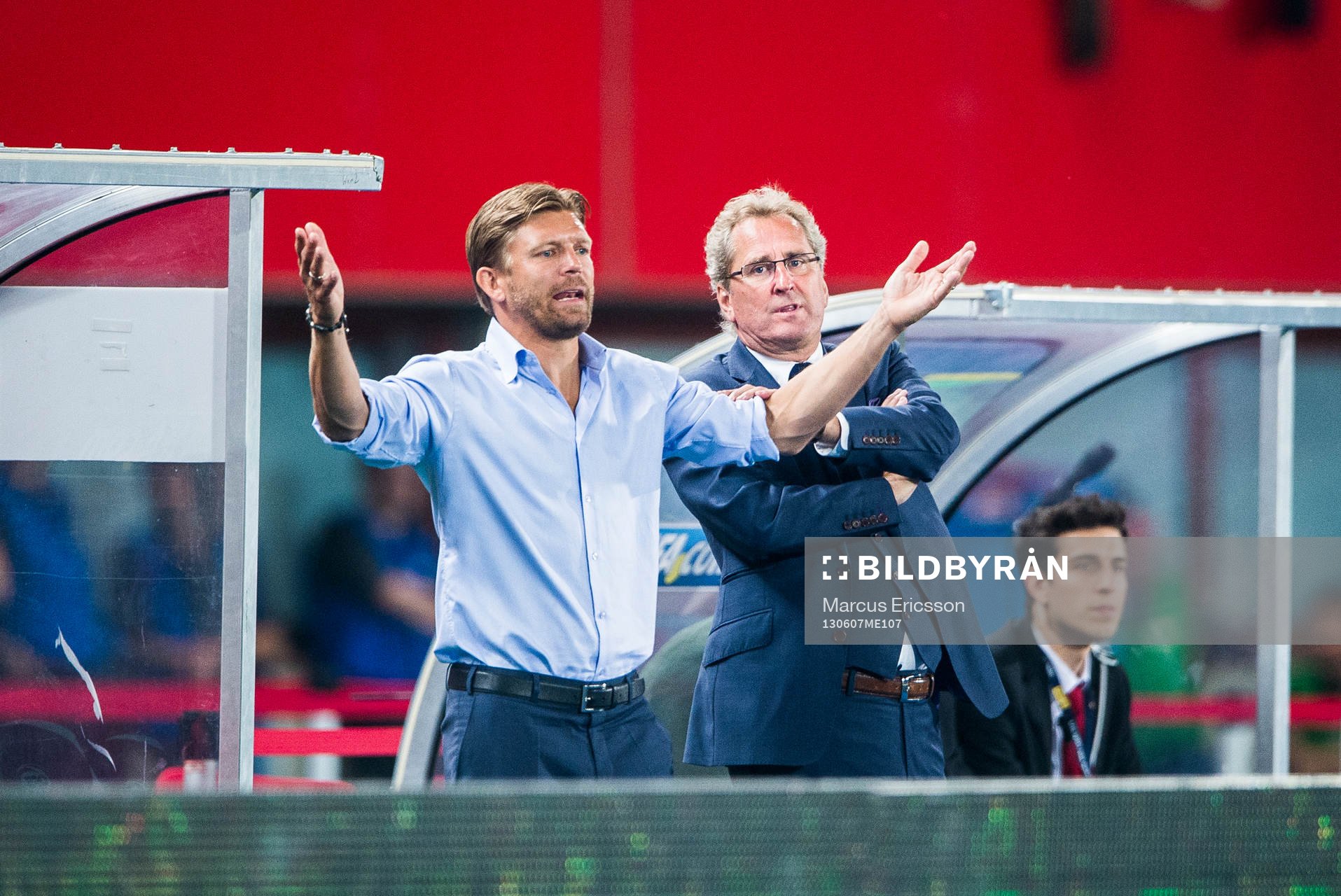 Marcus Allbäck, players manager och Erik Hamrén,