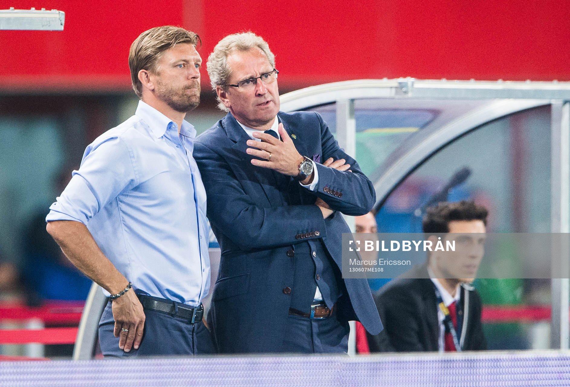 Marcus Allbäck, players manager och Erik Hamrén,