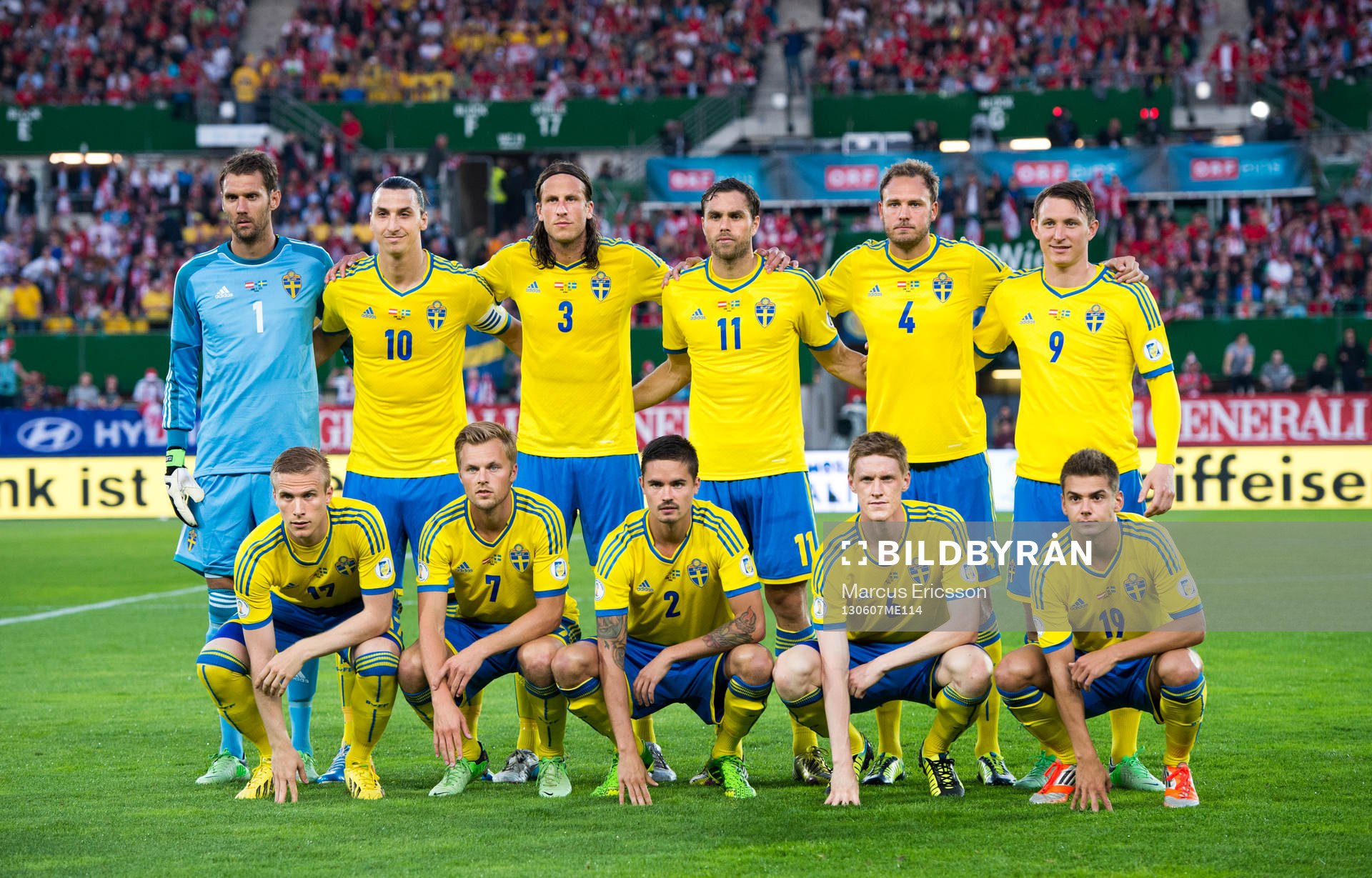 Startelvan. Övre raden från vänster: Andreas Isaksson,