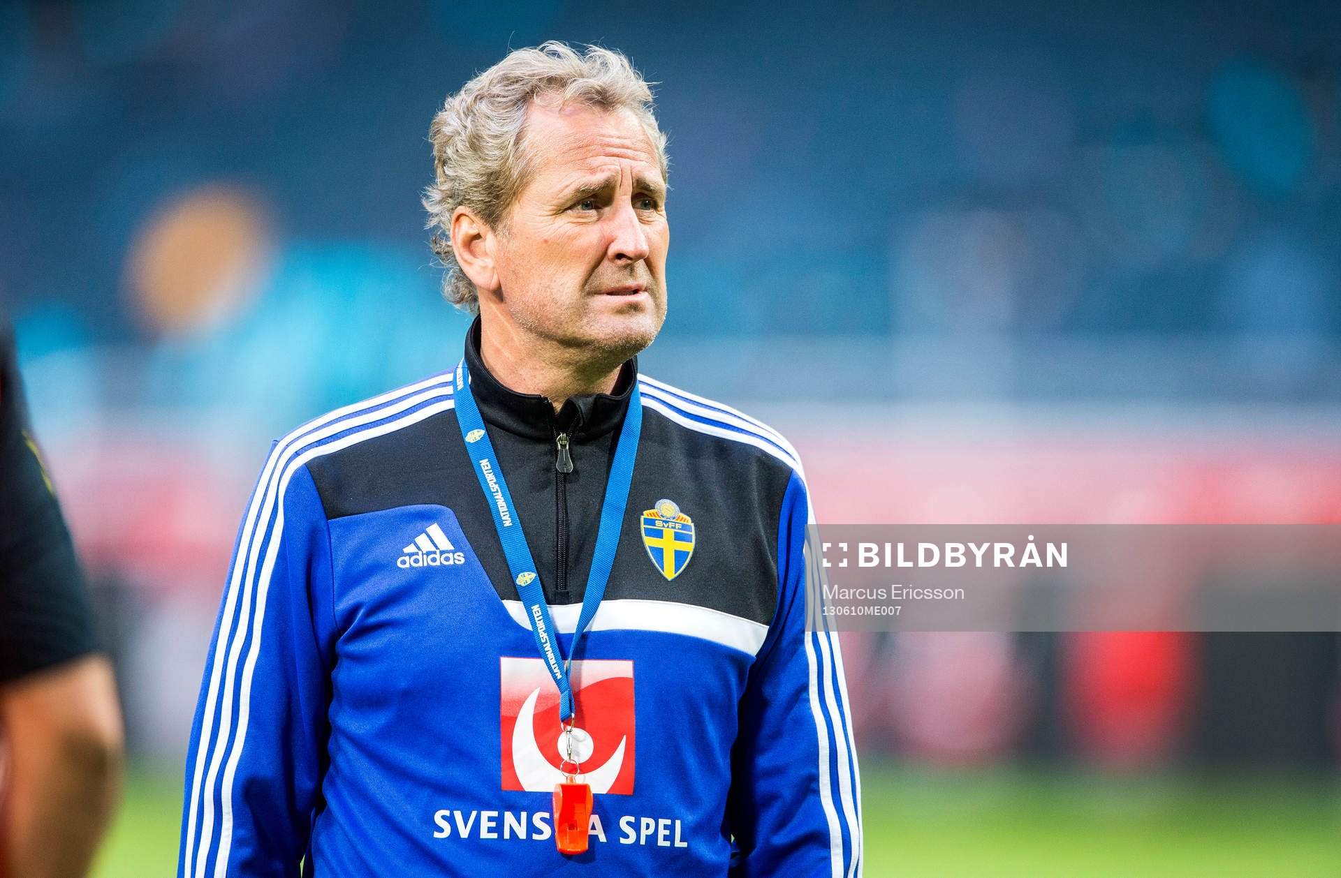 Träning på Friends Arena. Erik Hamrén, förbundskapten,