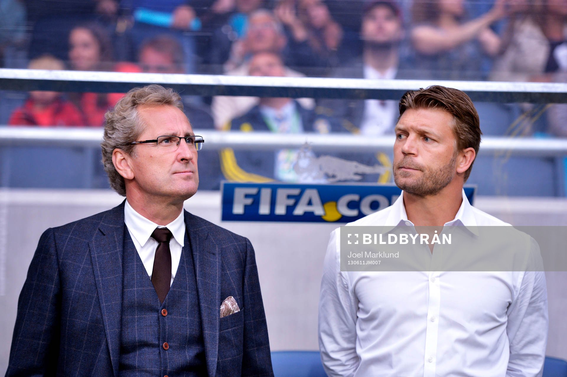 Sveriges förbundskapten Erik Hamrén och players manager