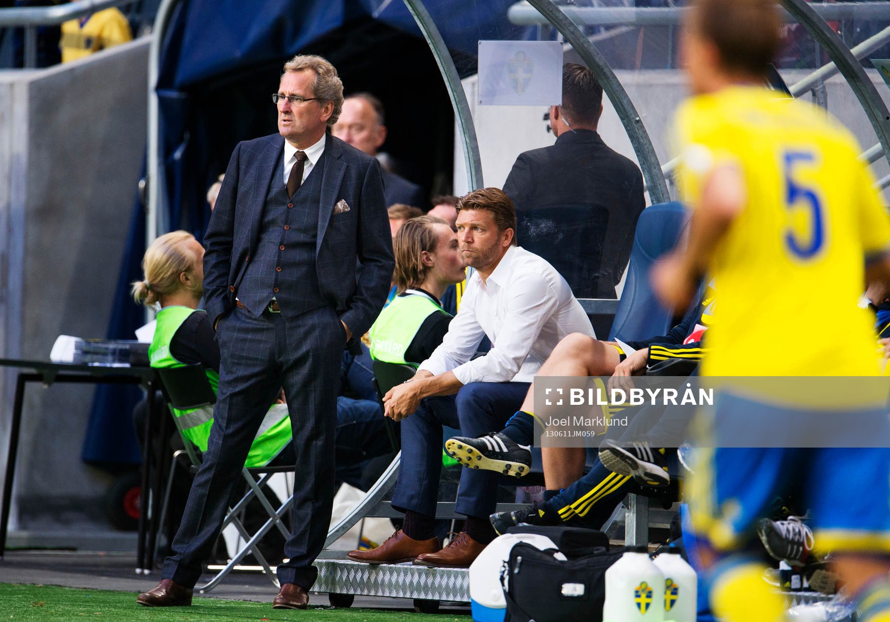 Sveriges förbundskapten Erik Hamrén och players manager