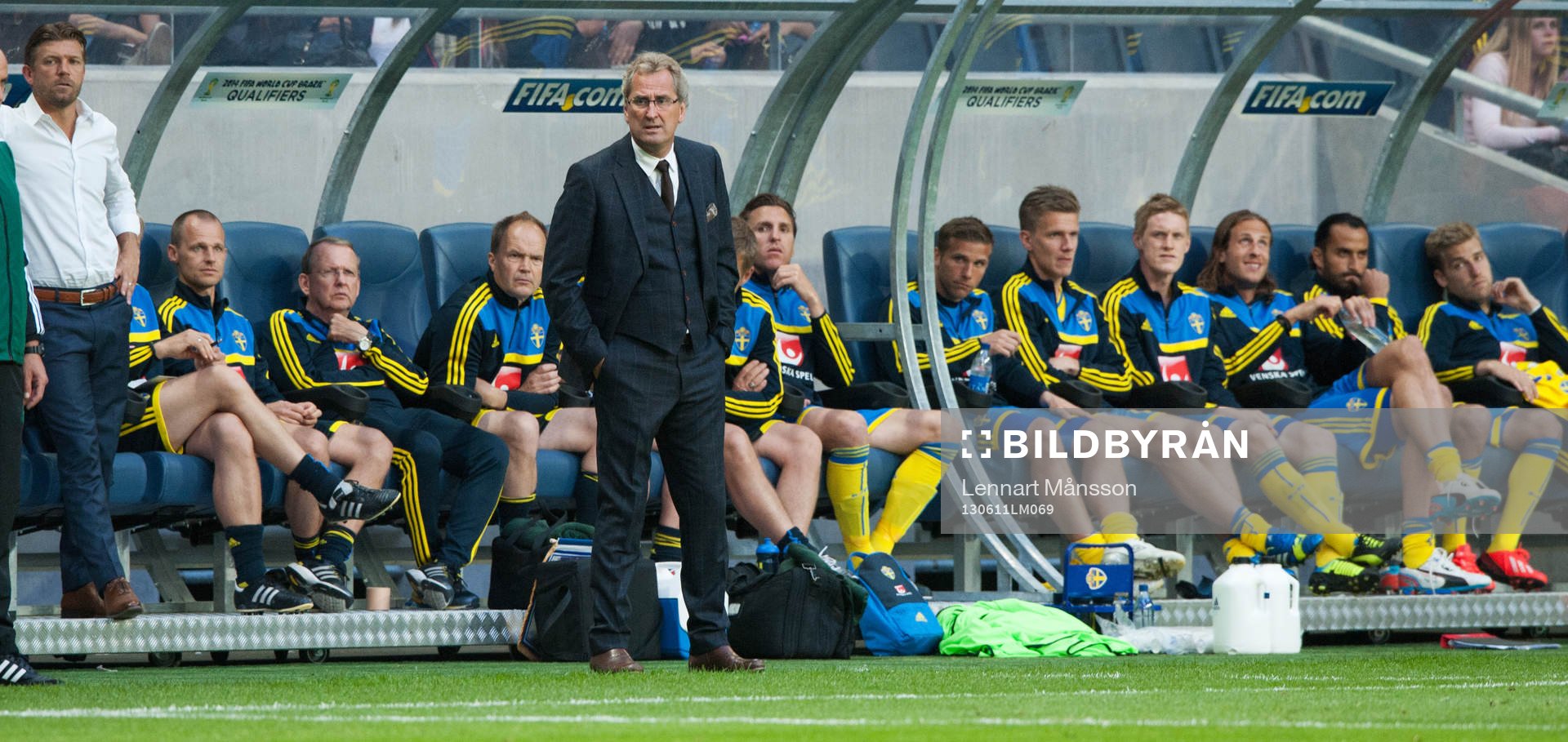Marcus Allbäck och Erik Hamrén, förbundskapten, Sverige,