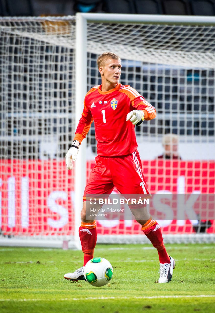 Pär Hansson, målvakt, Sverige i matchen mellan Sverige