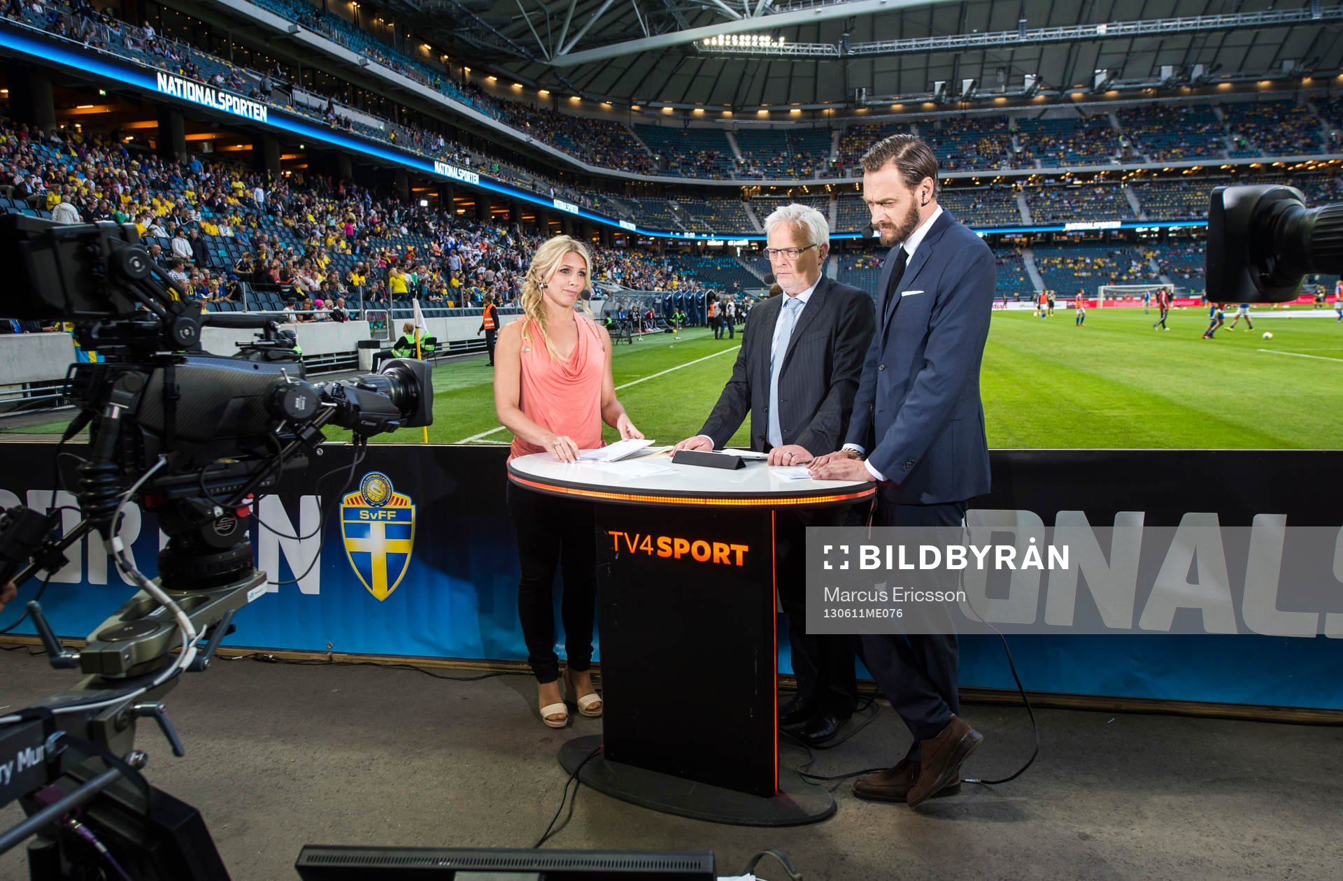 Anna Brolin, Hasse backen och Olof Lundh i TV4 Sport