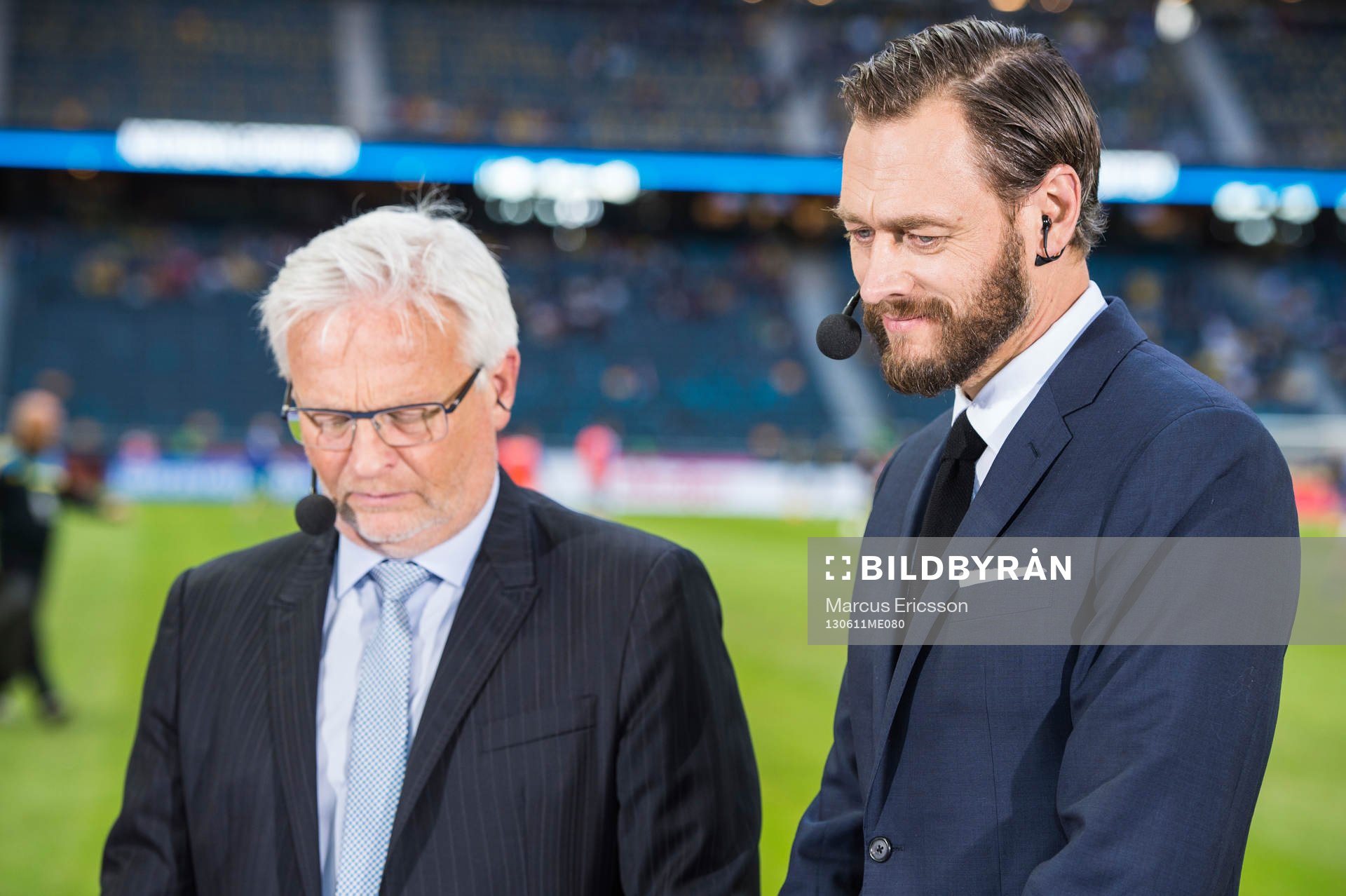 Hasse backen och Olof Lundh i TV4 Sport studion innan