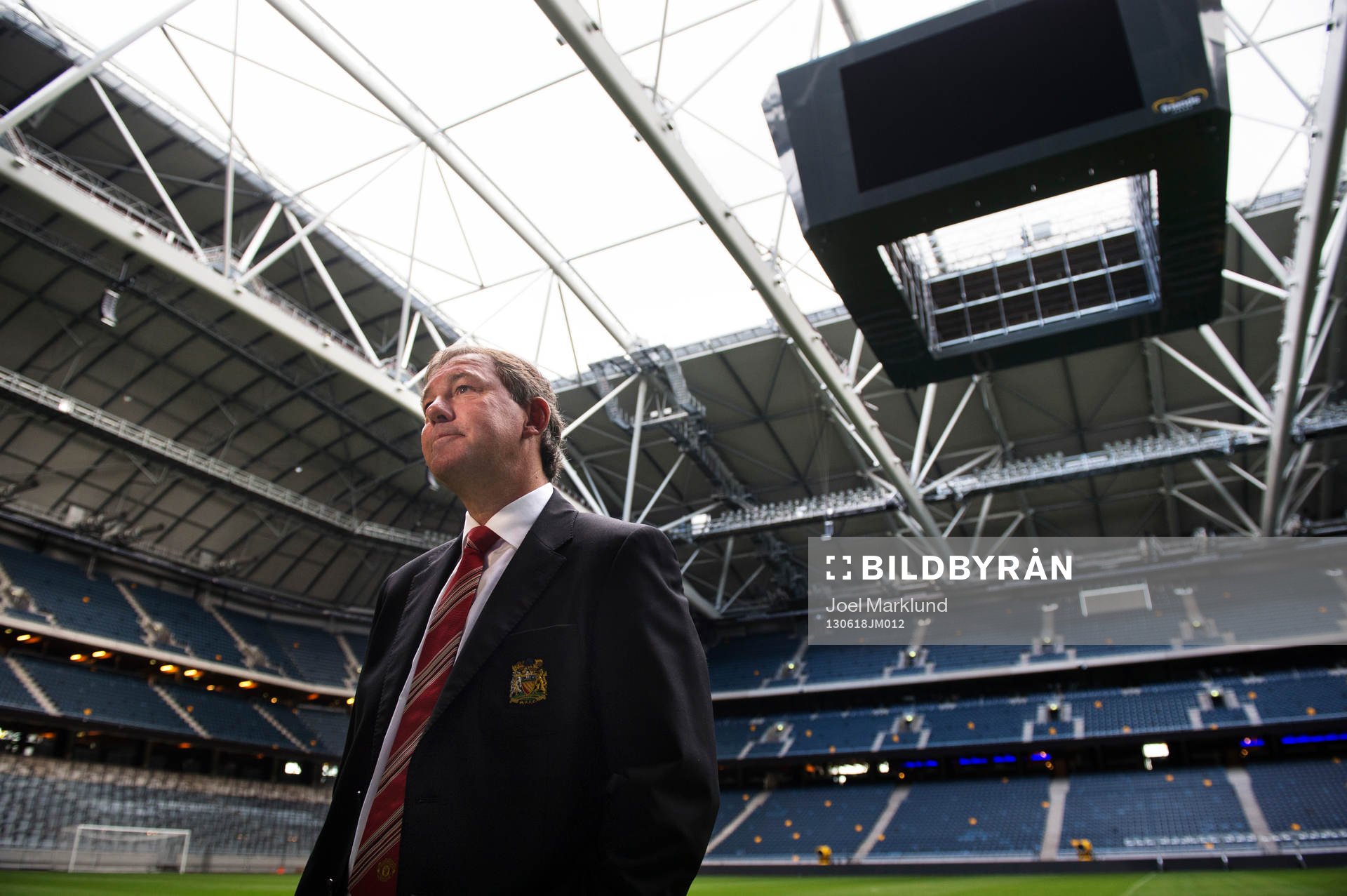 Bryan Robson under en presskonferens där det kommande mötet mellan fotbollslagen AIK och Manchester United presenterades 18 juni 2013 i Stockholm. Matchen kommer att spelas på Friends Arena.